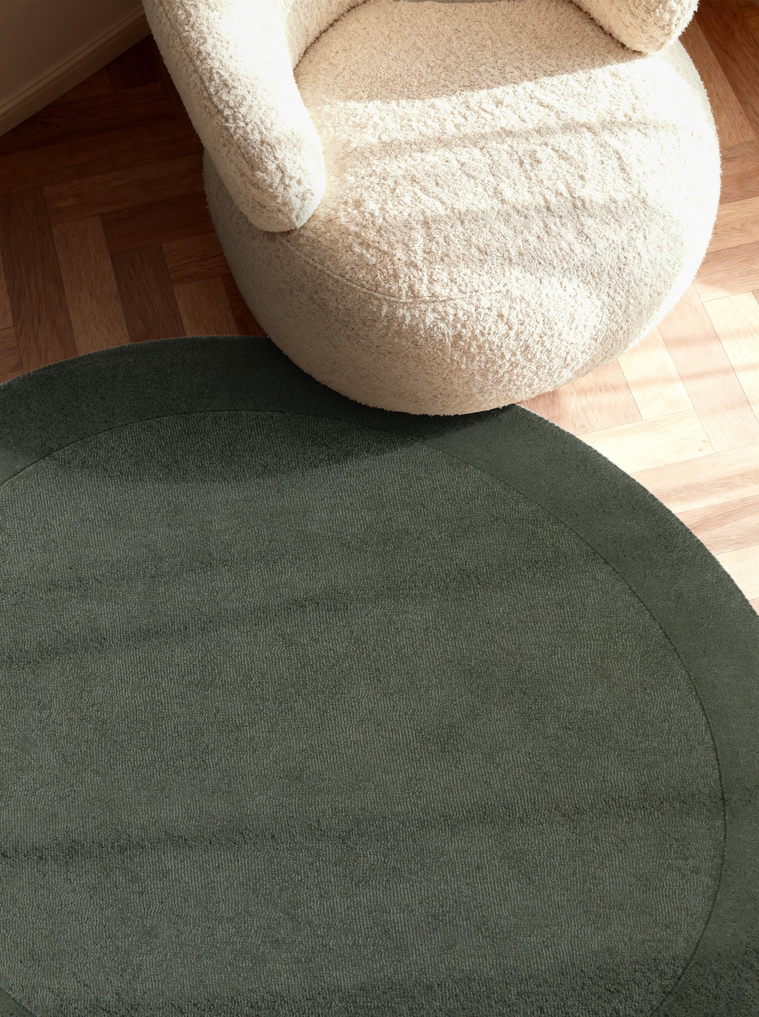 Villeroy & Boch Teppich »Wollteppich Kari« rund 17 mm Höhe Handgewebt, Wolle, Bordüre, Einfarbig, Läufer, Wohnzimmer, Organisch