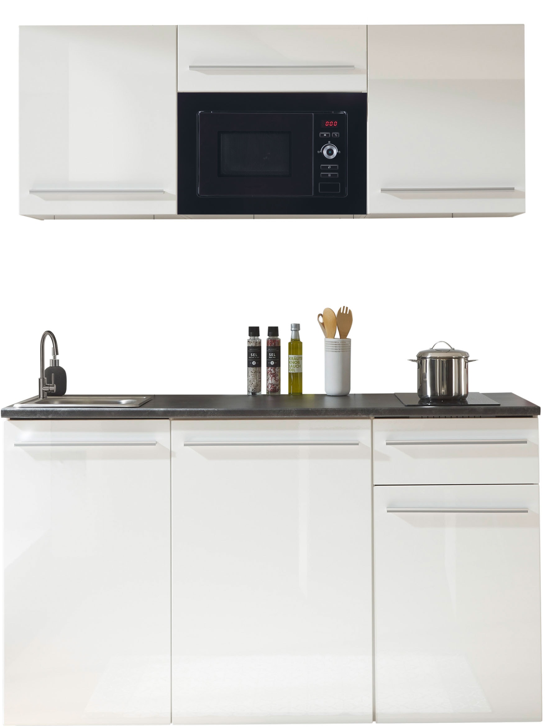 BASIC by Balculina Küchenzeile »Jazz Singleküche«, Breite 160 cm, mit und ohne Geräte lieferbar