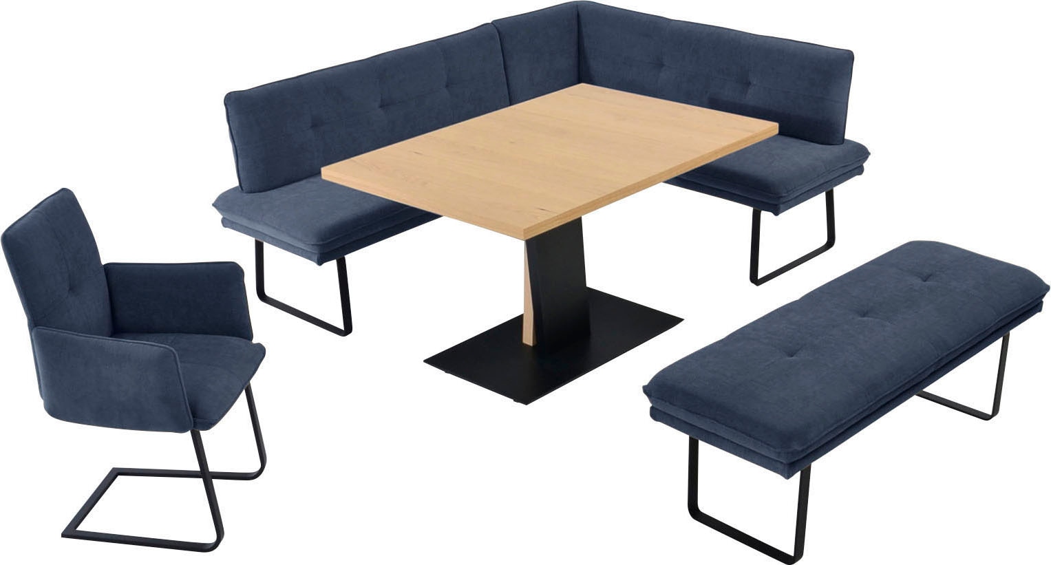 K+W Komfort & Wohnen "Giacomo III" 4 Stk. tlg. wahlweise links oder rechts langer Schenkel 207cm, Freischwingersessel