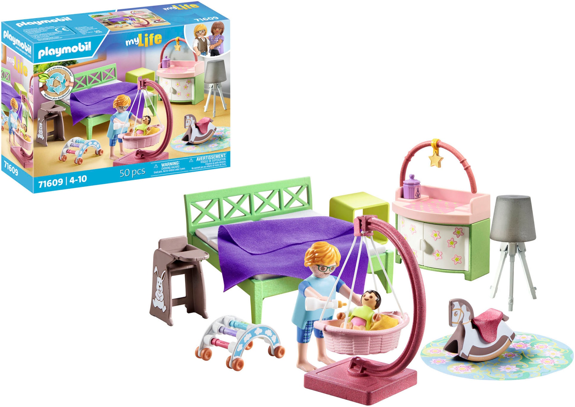 Playmobil® Konstruktions-Spielset »Schlafzimmer mit Babyspielecke (71609), myLife« Made in Europe