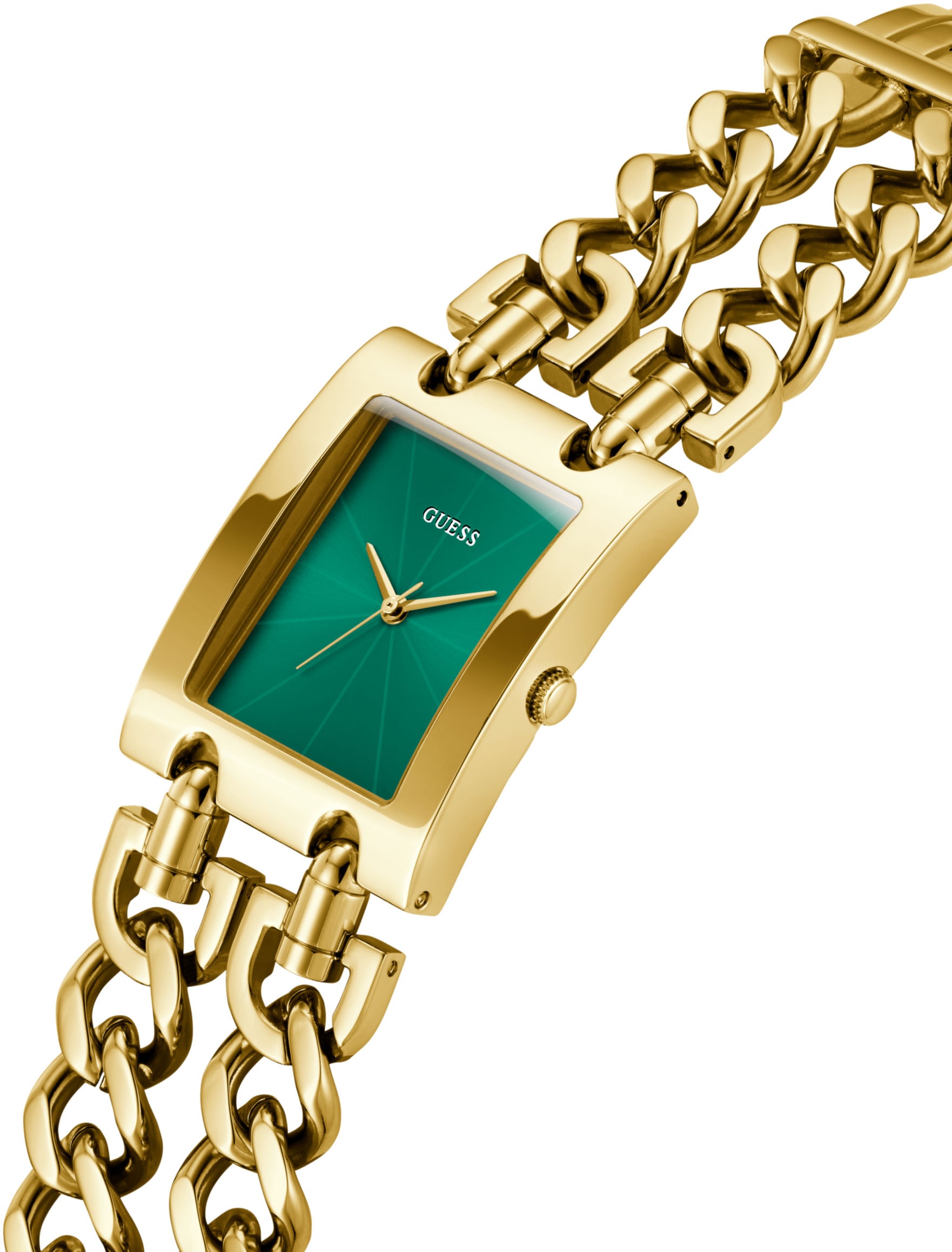 Guess Quarzuhr »HEAVY METAL«, Armbanduhr, Damenuhr, Edelstahlarmband, analog
