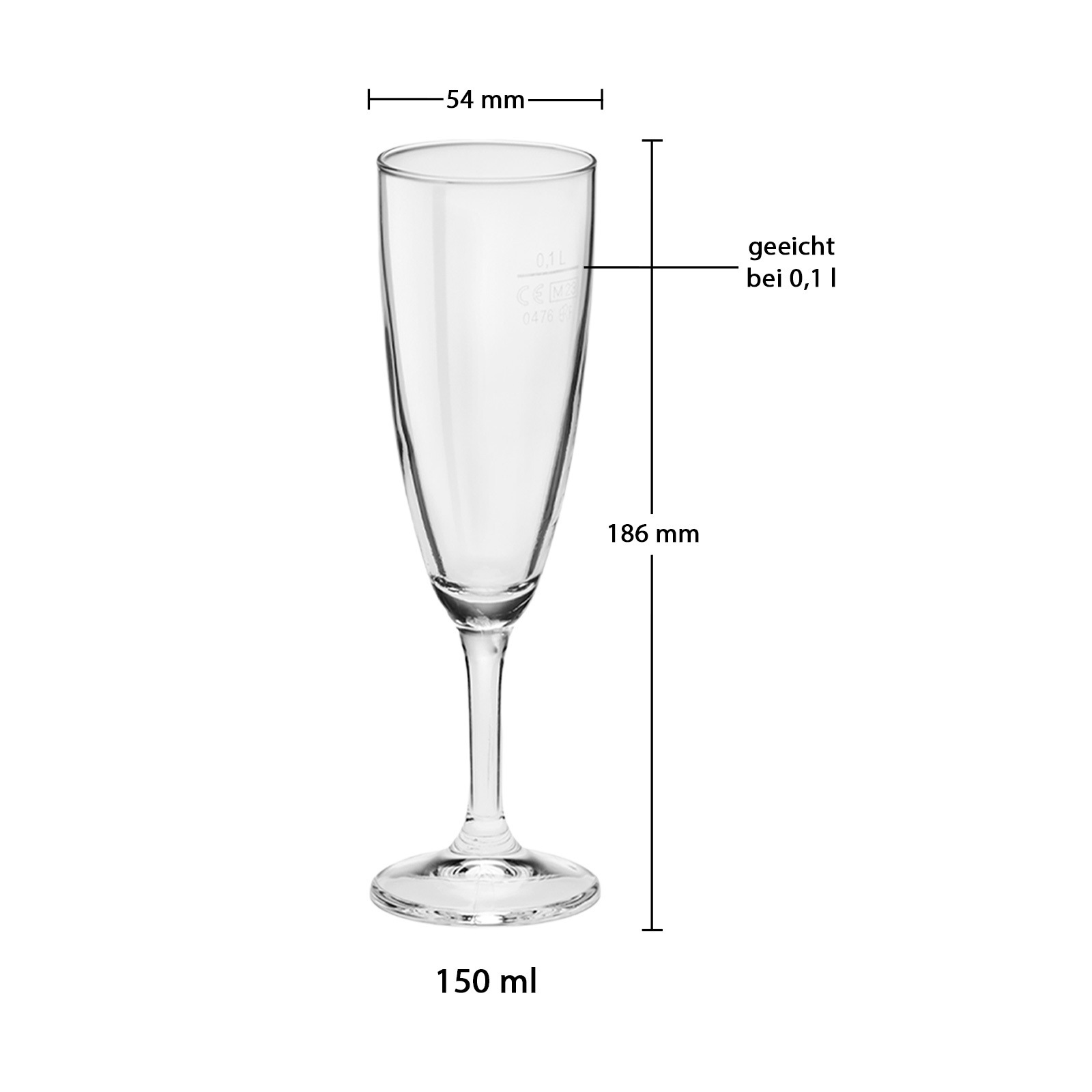 Bormioli Rocco Sektglas »Sektkelche geeicht Prosecco 0,1 l 24er Set transparent« Spülmaschinenfest, Geeicht