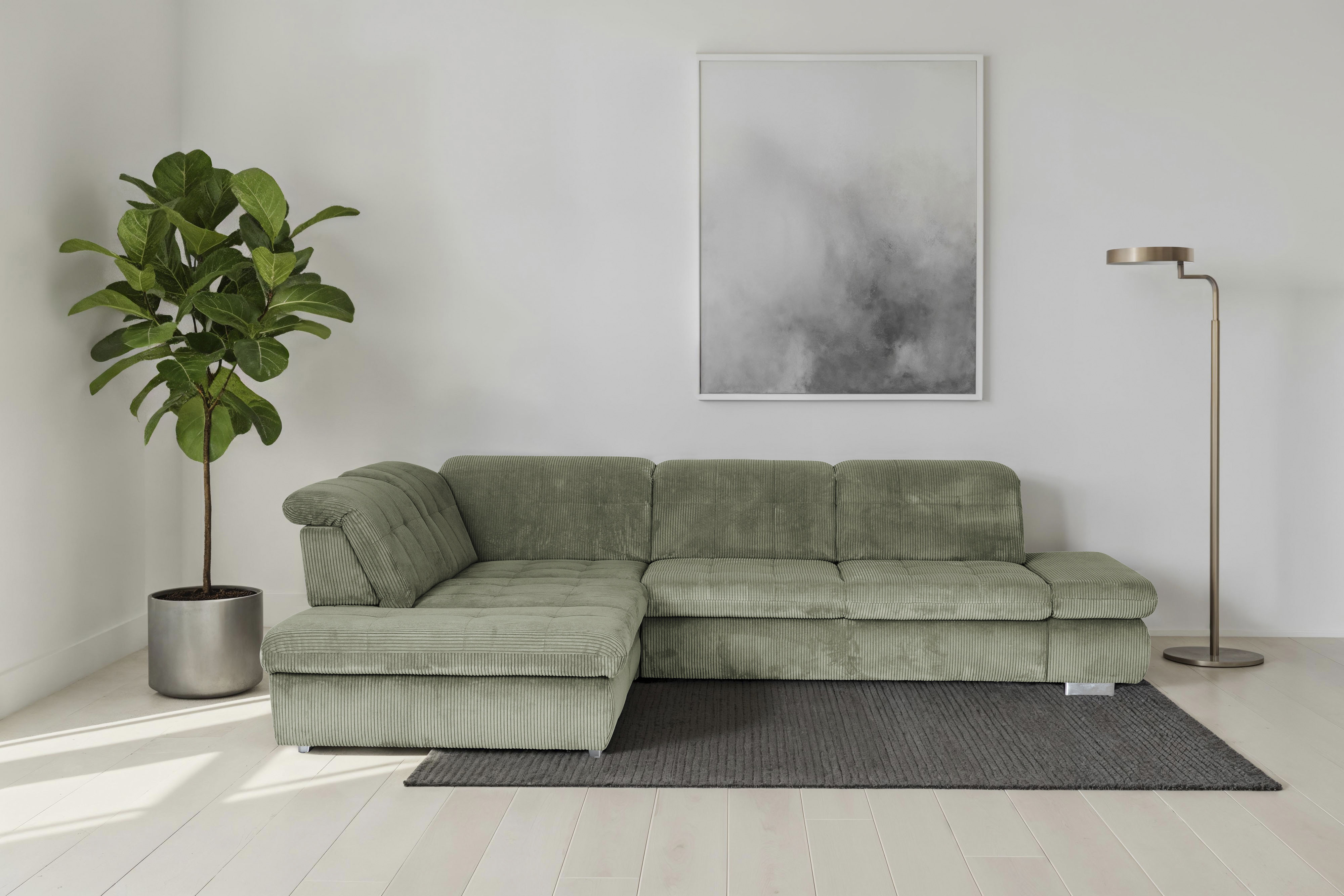 Die PlanBar Ecksofa "MP-IN17004 L-Form, Breite 323 cm, mit Federkern-Polsterung" inkl. Sitztiefenverstellung, wahlweise weitere Funktionen