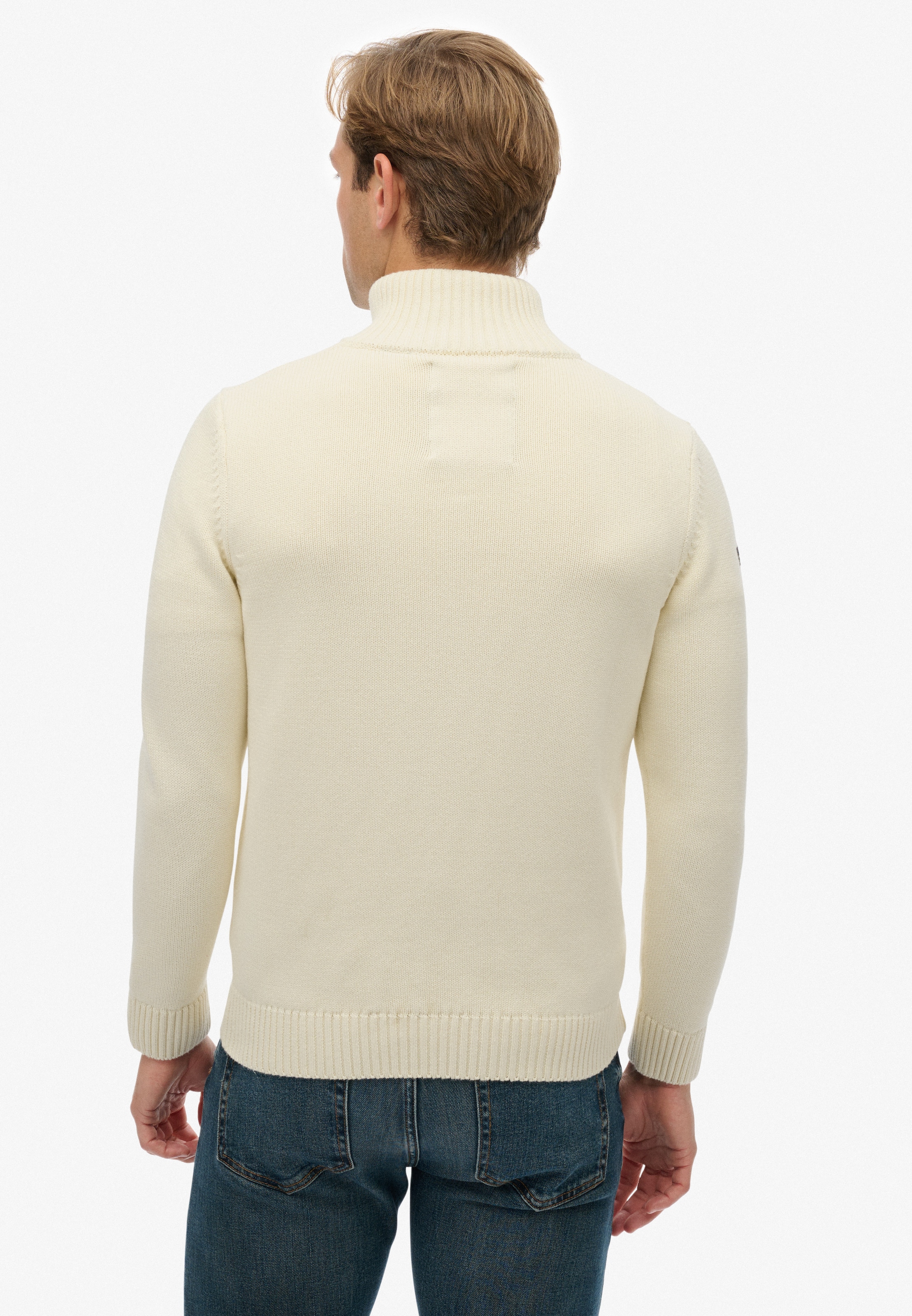Superdry Strickpullover »COTTON KNIT HENLEY« aus Baumwolle, Slim Fit, mit Stehkragen, hüftlange Form, pflegeleicht