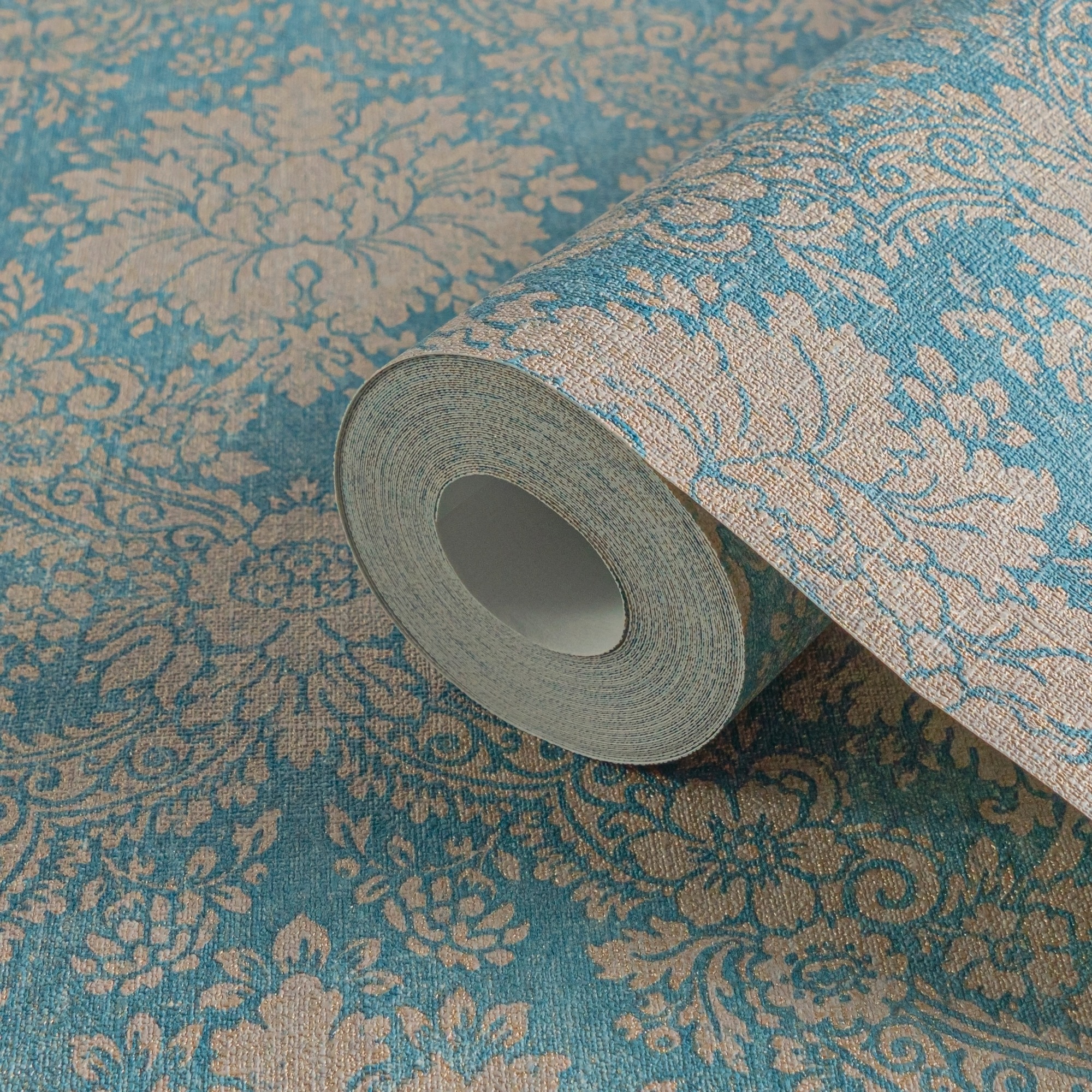 Thumbnail - A.S. Création Vliestapete "Styleguide Vliestapete Barock Mustertapete Ornamente Blau Beige" Strukturmuster strukturiert ...