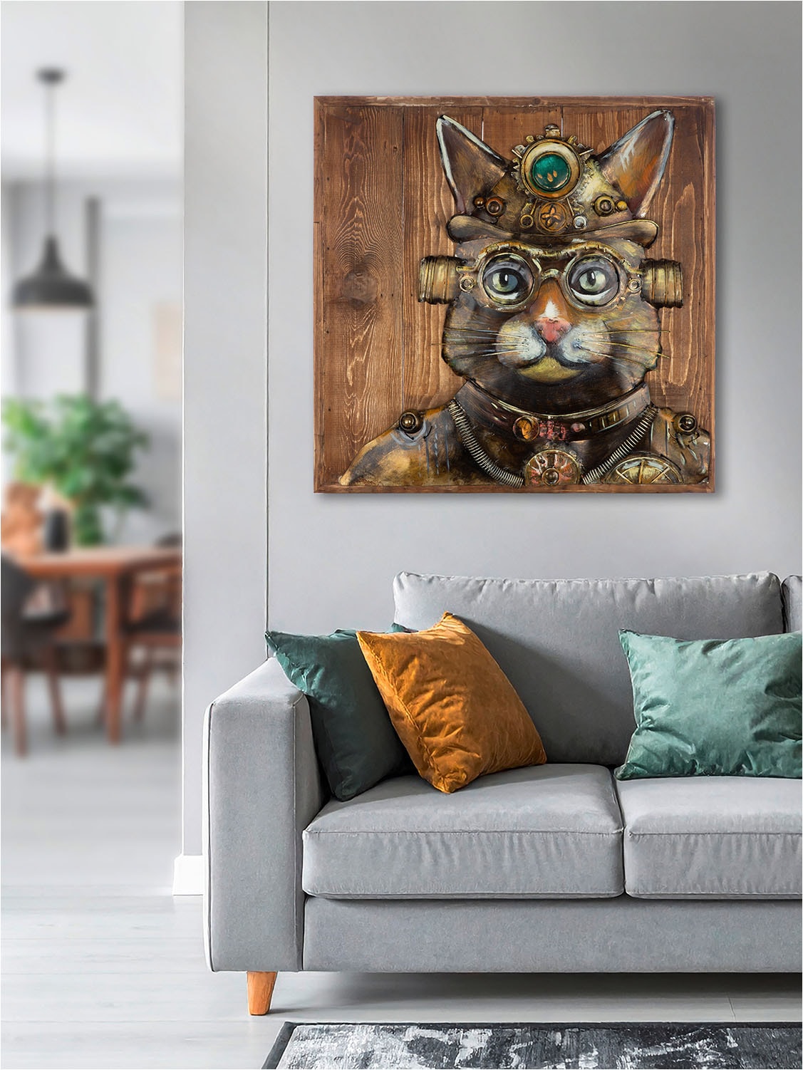 GILDE Leinwandbild »Bild quadratisch Steampunk Cat« Tiere 1 Stk. tlg.