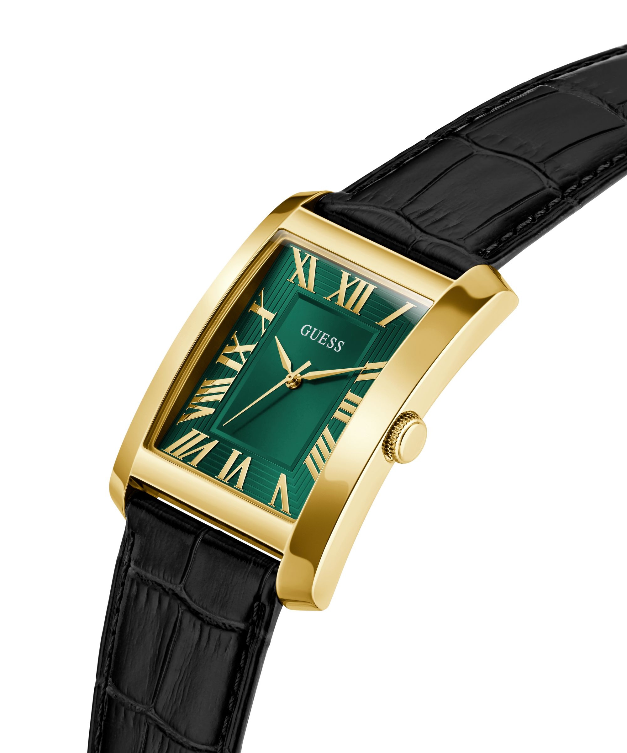 Guess Quarzuhr »GUESS-CLYDE« Armbanduhr, Herrenuhr, Lederarmband, analog