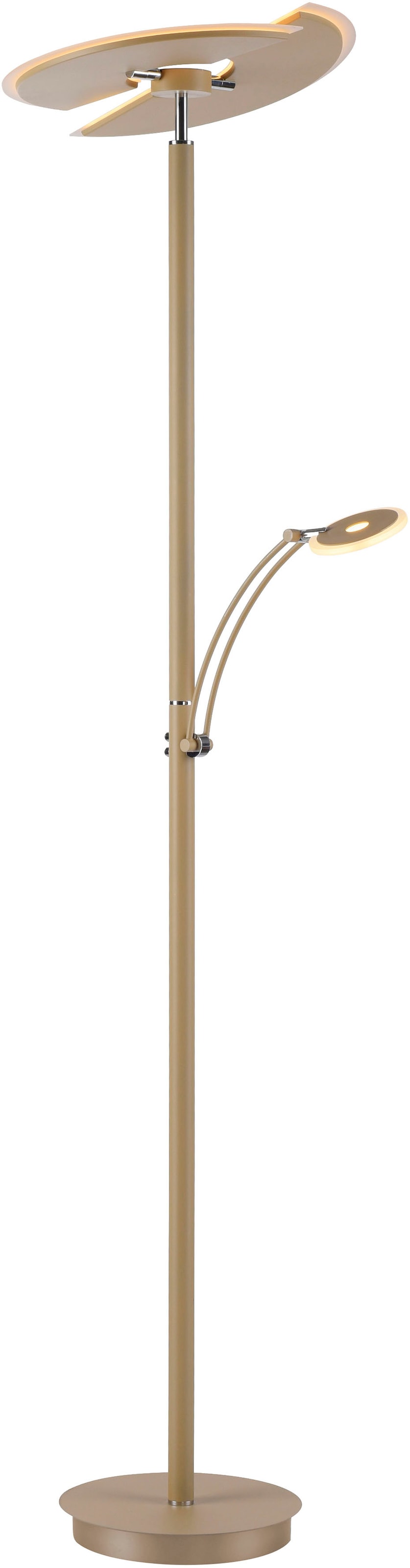 PAUL NEUHAUS LED Deckenfluter "ARTUR", 2, H: 181,5cm, 1 Stk., gold, Leuchten, Tastdimmer, Memoryfunktion, CCT-Farbtemperatursteuerung 2700-5000K