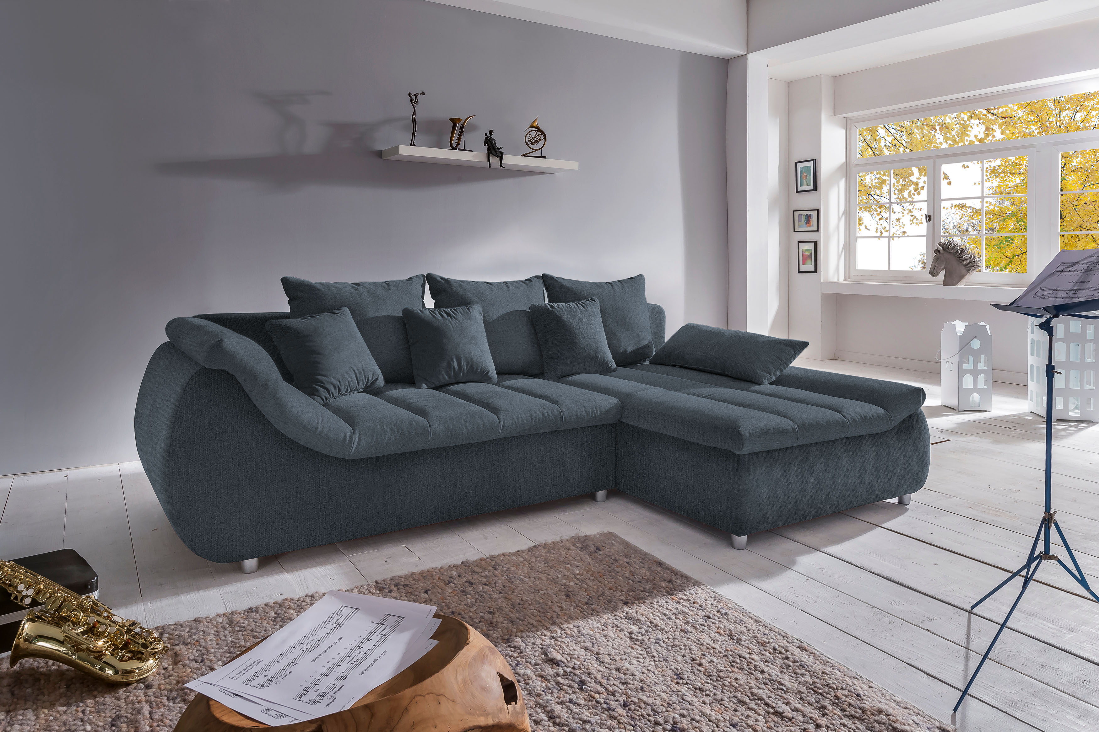 Home affaire Ecksofa "Imola, bequem, aktuelle Steppung im Sitz, L-Form, Breite 270cm" wahlweise mit Bettfunktion