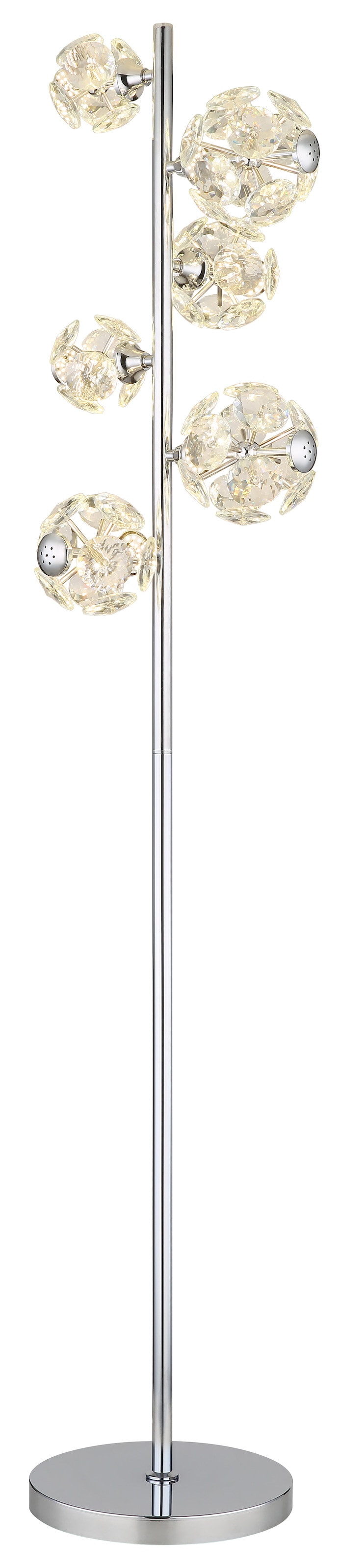 "GLOBO LIGHTING LED Stehlampe ""VIRINA"", silber (verchromt), 1 Stk., Leuchten, Stehlampe/Kristalle/3000K/Wohnzimmer/Schlafzimmer/Flur, LED Stehlampe"