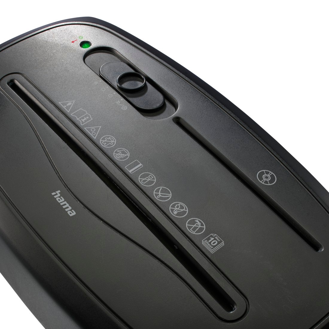 Hama Aktenvernichter »Aktenvernichter Partikelschnitt (auch Plastik/CD, Korb, 10 Blatt, P4)« Mit Papierkorb, 4 x 40 mm Schnitzel, Automatik, Rücklauf