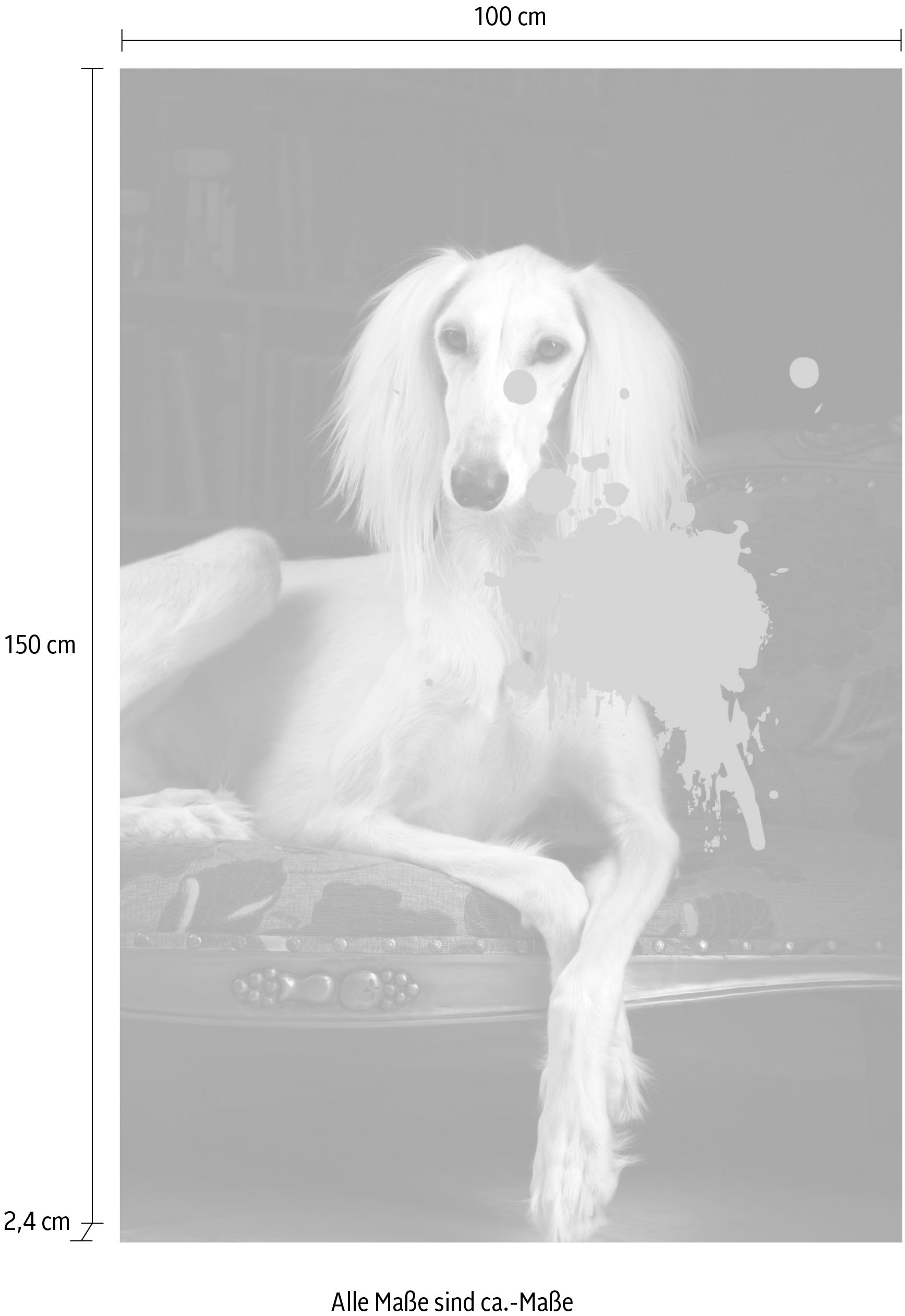 queence Acrylglasbild »Hund mit Farbklecks«, Kunst-Gemälde-Hund-Hundebilder-Historische Persönlichkeiten-Formen-Haustiere, Fine Art-Print in Galeriequalität