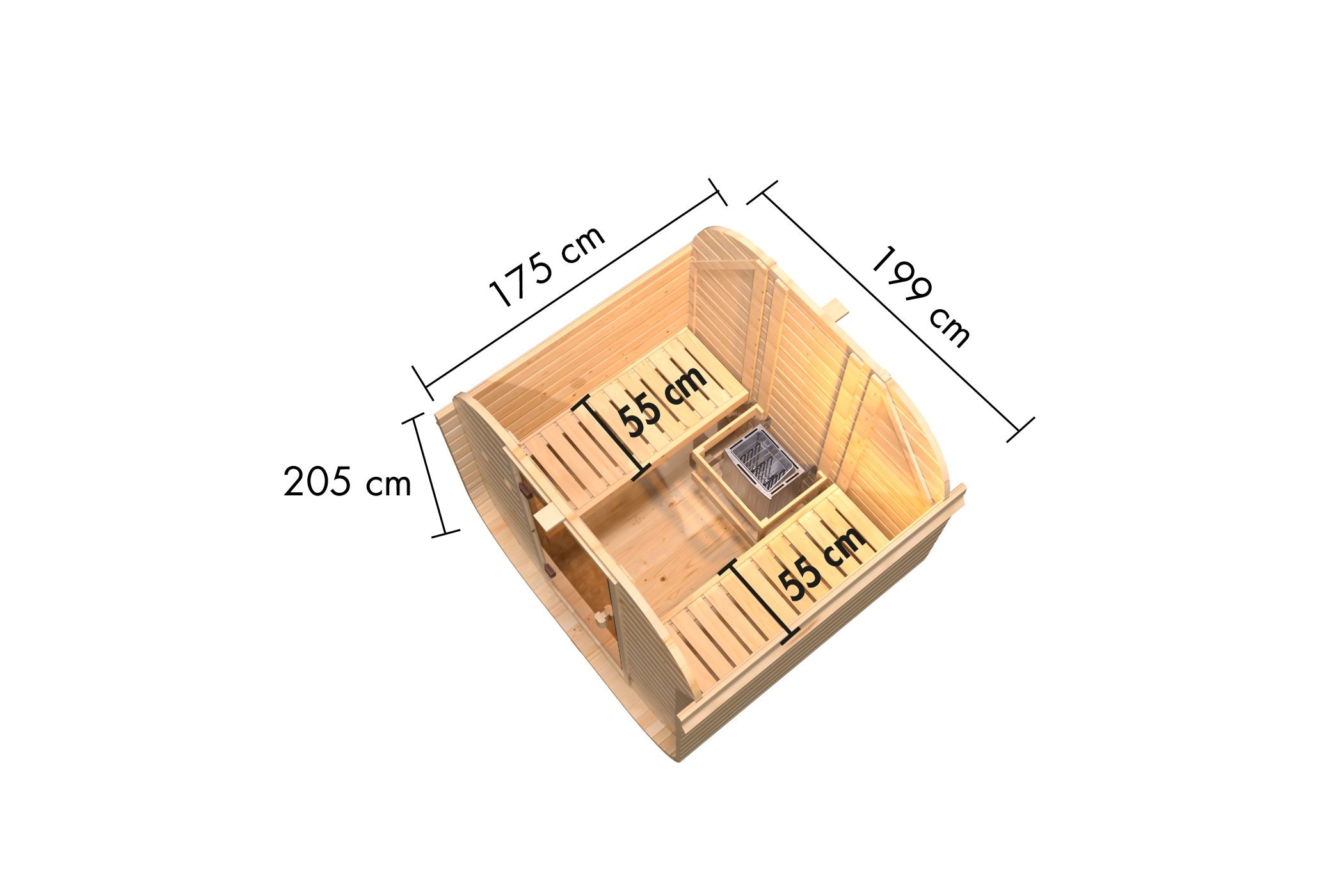 KONIFERA Fasssauna »Cube«, 9-kW-Ofen mit integrierter Steuerung