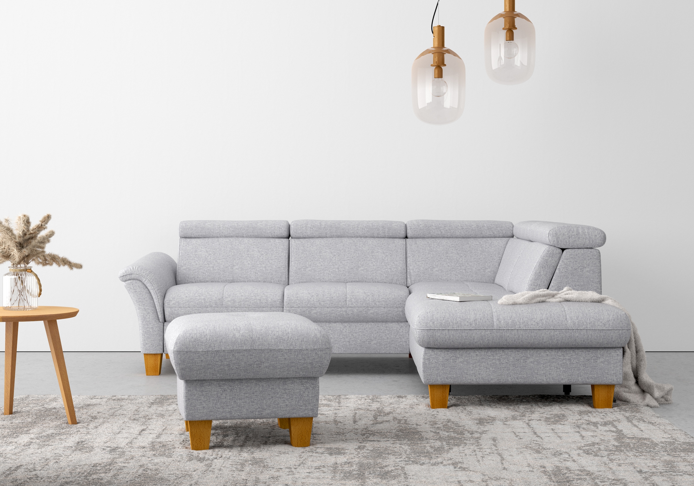 Ecksofa HOME AFFAIRE "Lindgren L-Form", silber, B:249cm H:84cm T:217cm, 100% Polyester, Sofas, Ecksofa, wahlweise mit TV-Funktion, Stauraum und Kopfteilverstellung 4