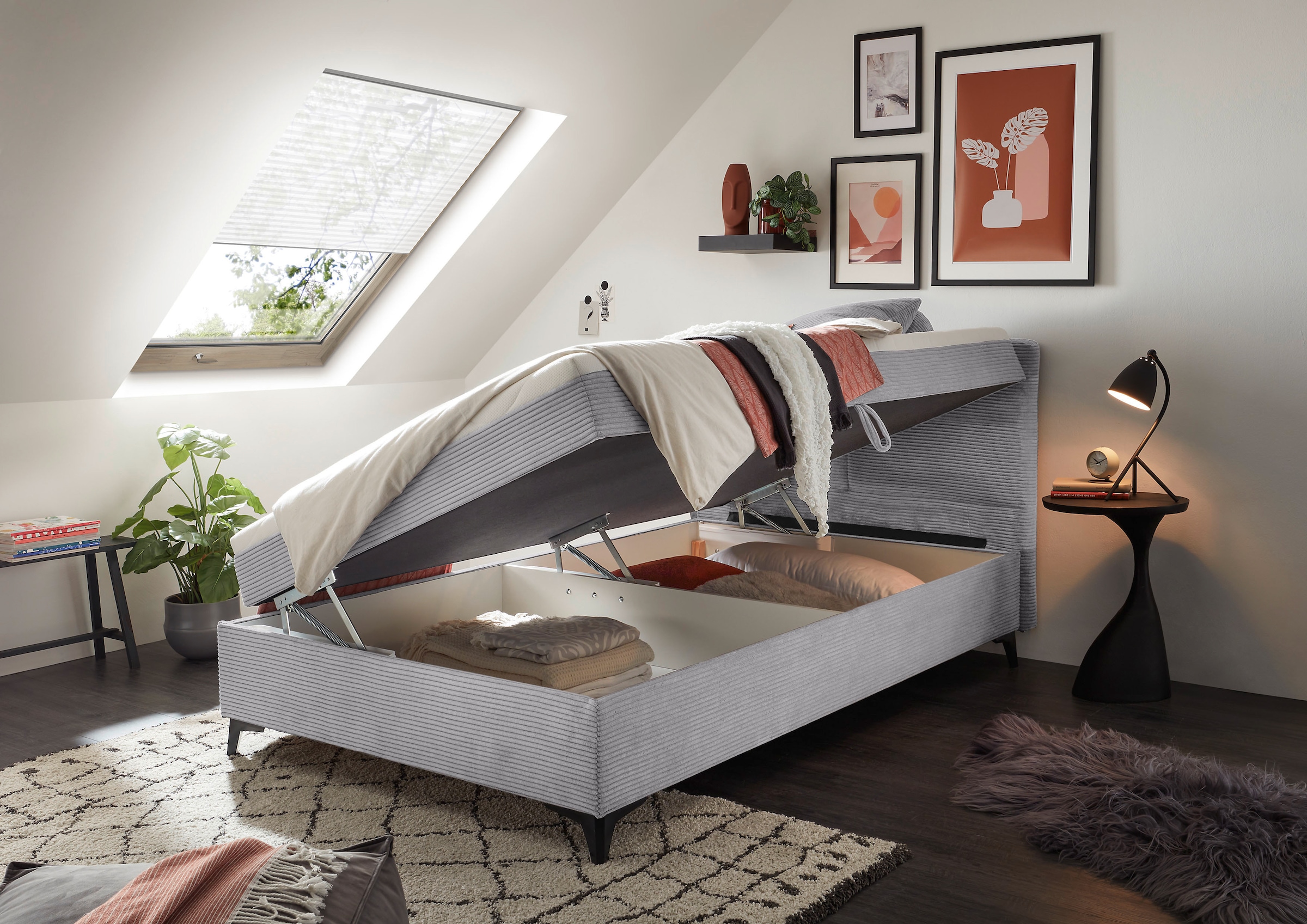 ED EXCITING DESIGN Boxbett »Andon«, mit Bettkasten, integrierter Topper, universell aufbaubar
