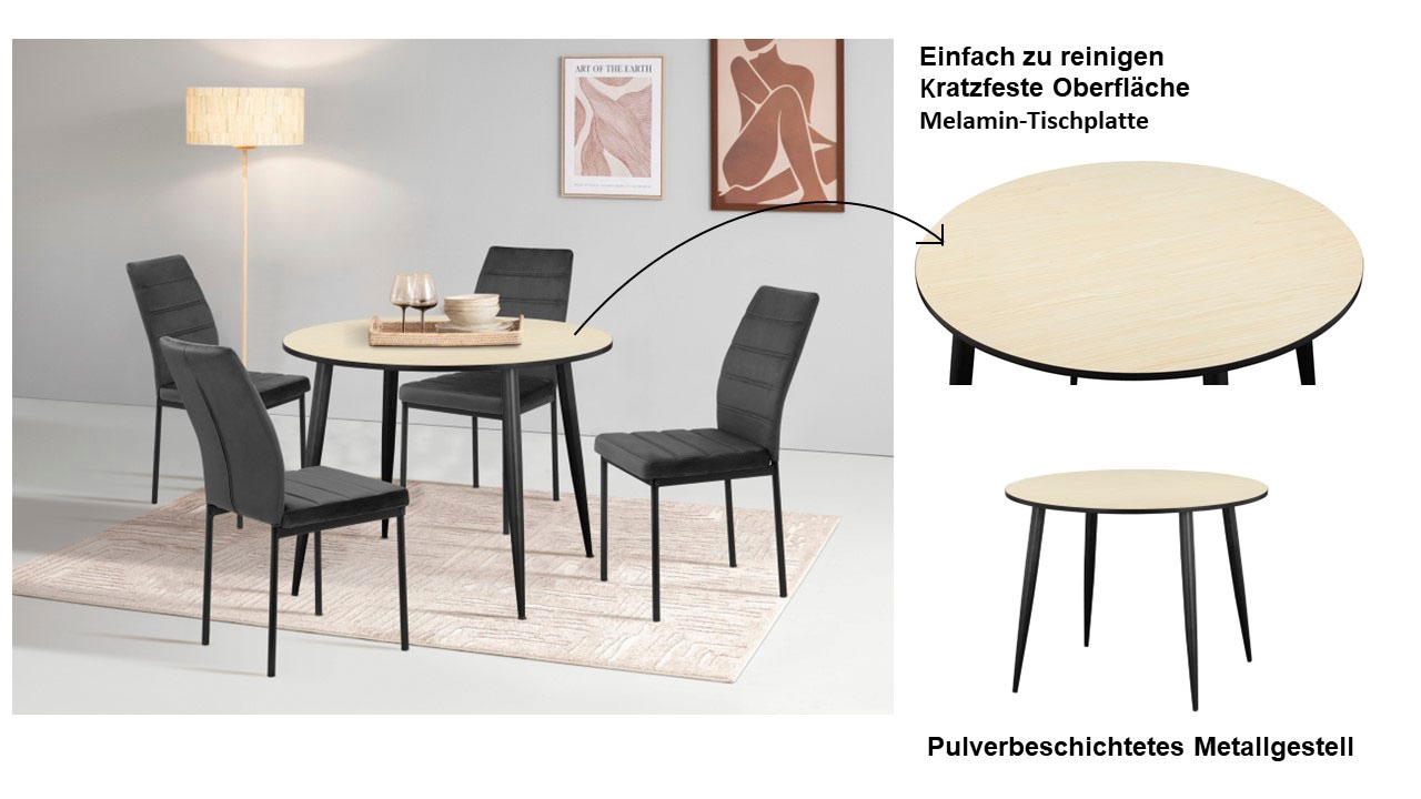 INOSIGN Esstisch »Hillcrest«, (Tisch, Küchentisch, Auszugstisch, TOPSELLER!), Metall Gestell, Tischplatte aus MDF