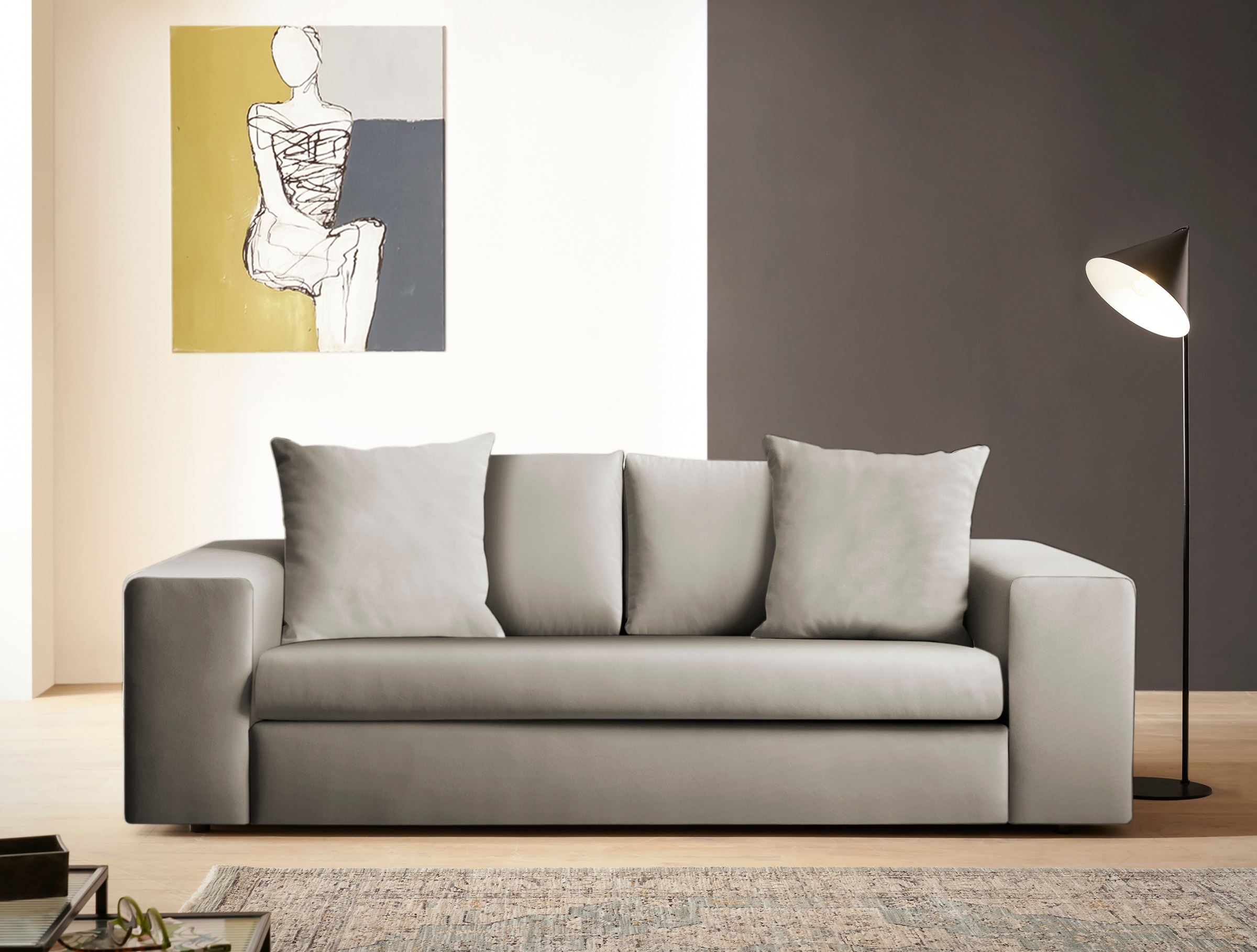 Home affaire 2-Sitzer "SLEETLAND XXL in Samtvelours oder Vintage-Leder-Opti günstig online kaufen