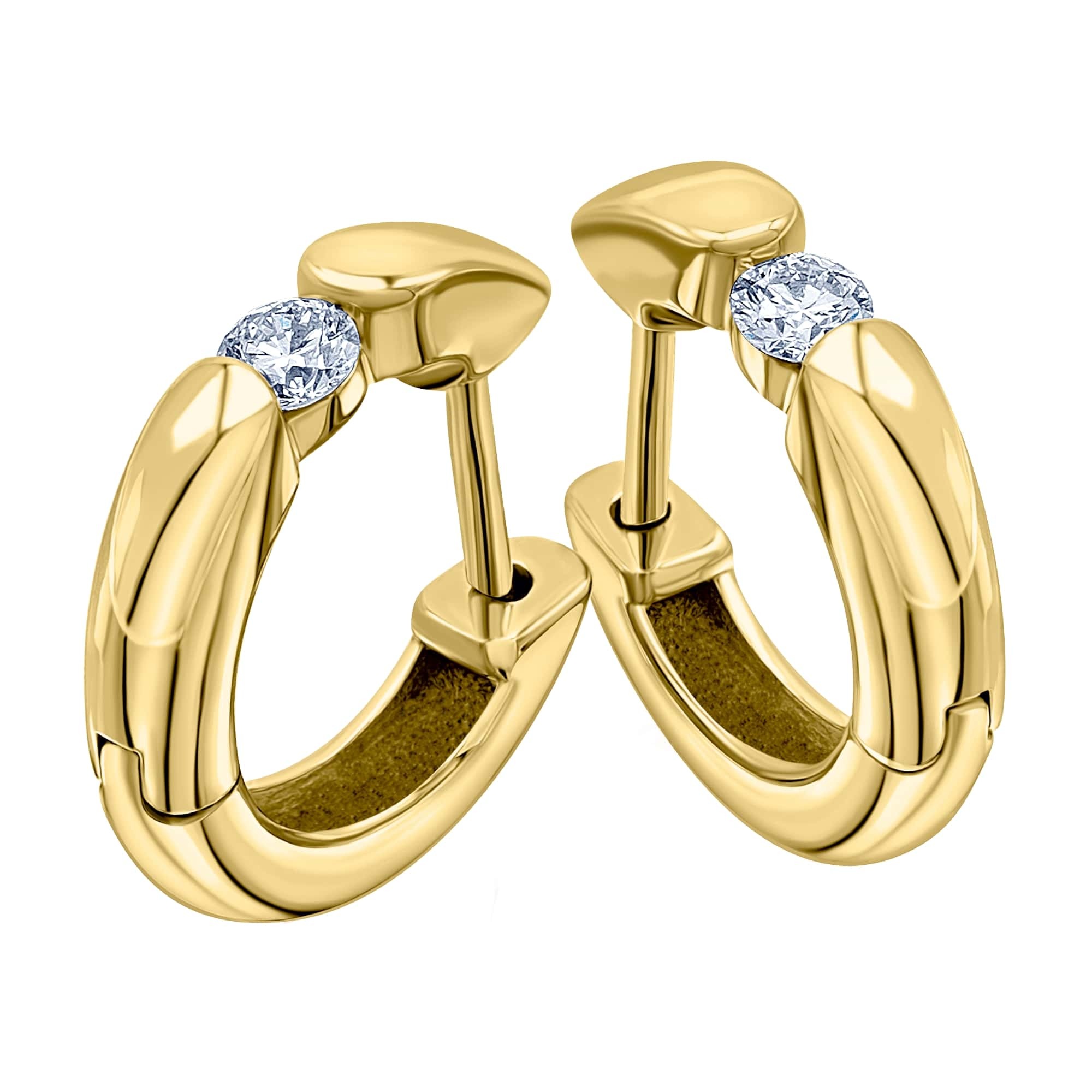Paar Creolen »0,10 ct Diamant Brillant Ohrringe Creolen aus 585 Gelbgold«, Damen Gold...