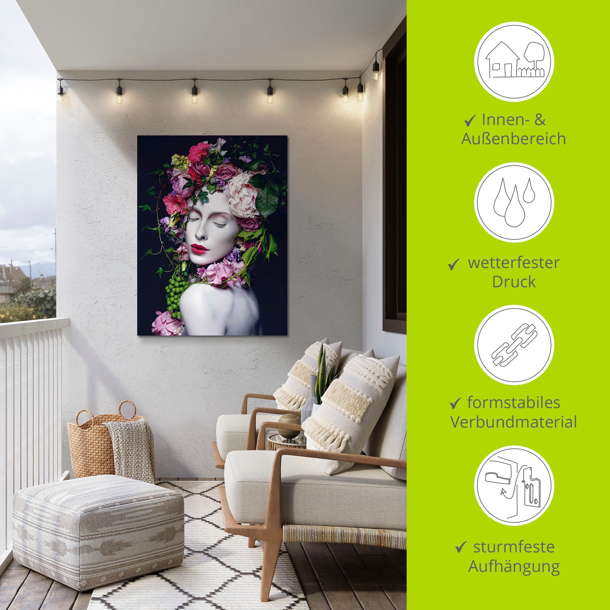 Artland Wandbild »Schöne Blumenkönigin«, Bilder von Frauen, (1 St.), als Alubild, Outdoorbild, Leinwandbild, Poster, Wandaufkleber