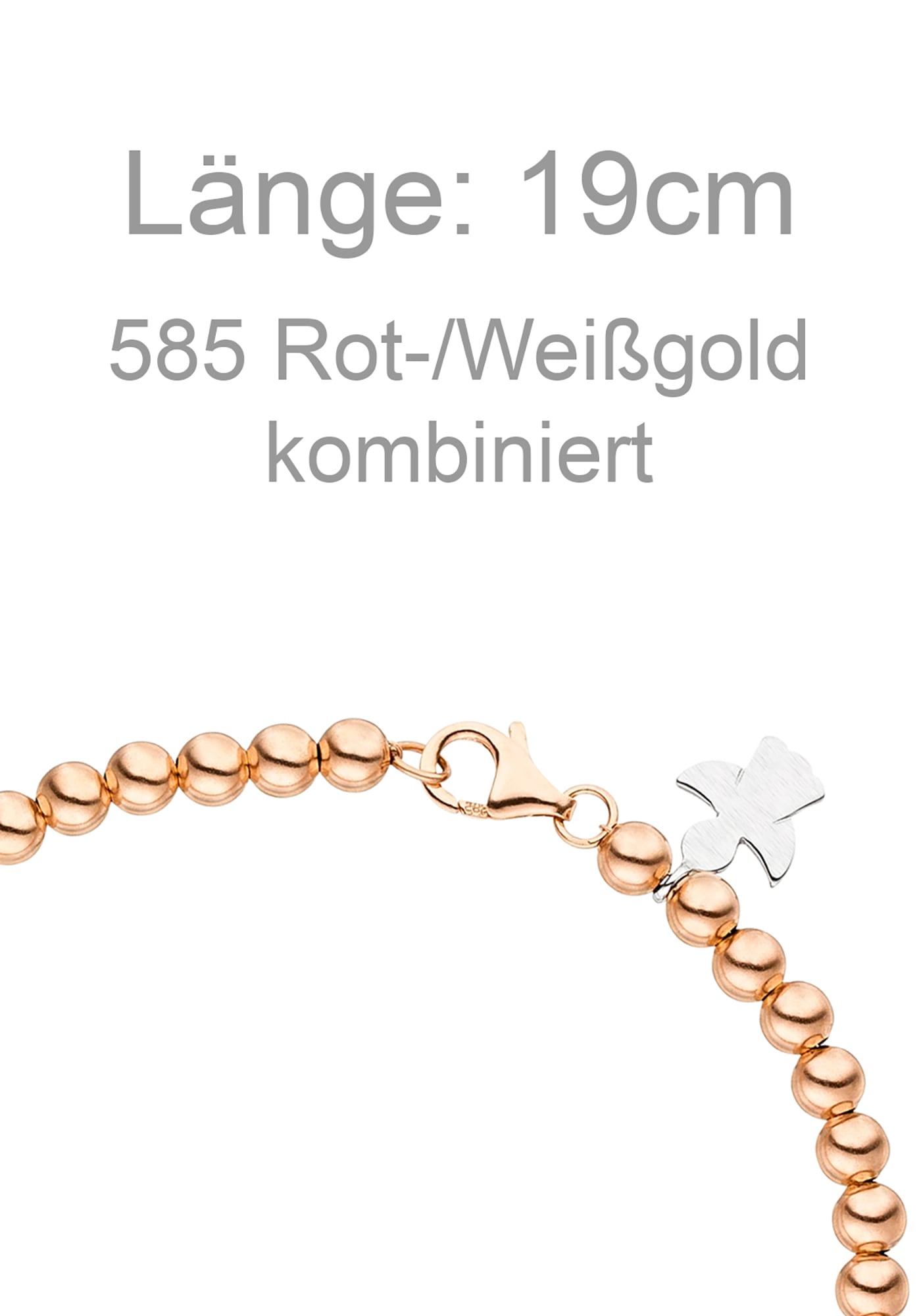 JOBO Goldarmband »Armband 4 mm mit Engel« 14 Karat 585 Gold bicolor 19 cm