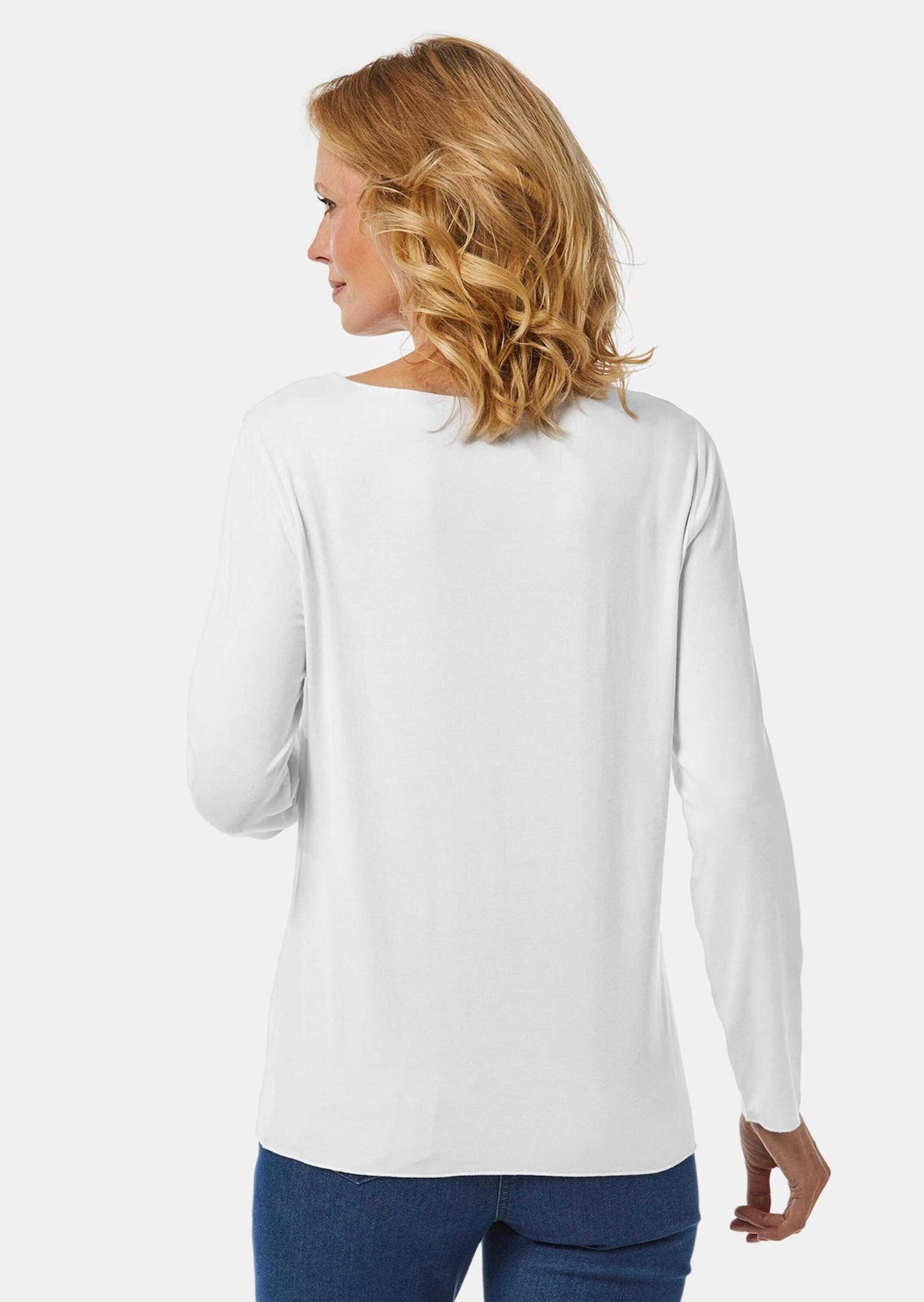 GOLDNER Longpullover »Rundhalsshirt Kombistarkes Langarmshirt mit tonaler Zierkante«