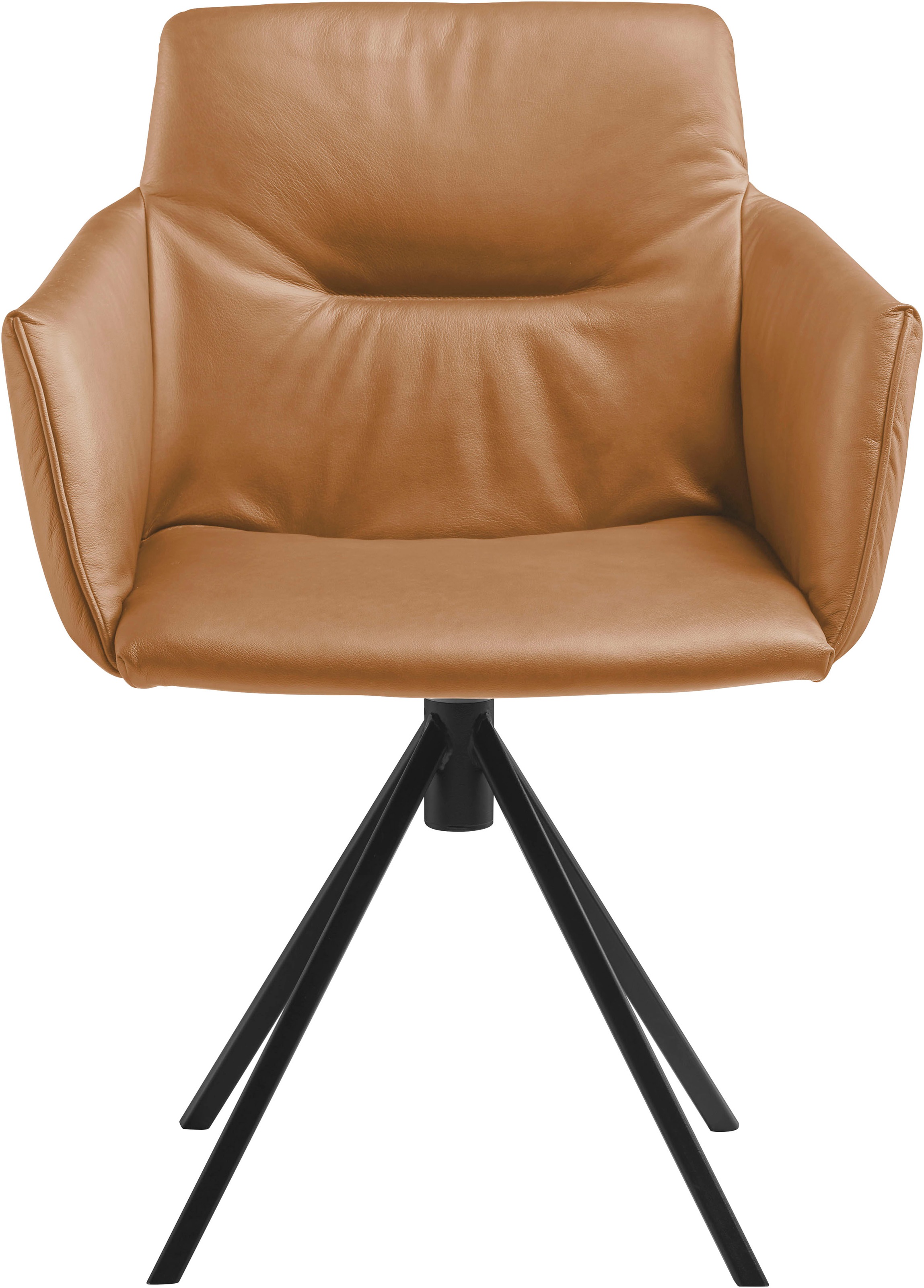 Polsterstuhl MUSTERRING "JustB SP500", gelb (kurkuma), 1 Stk., Longlife Xtra-Leder Z69, drehbar inkl. Rückholfeder, Stühle, Polsterstuhl, mit Armlehne, wahlweise mit Drehfunktion, Stativgestell in schwarz 2