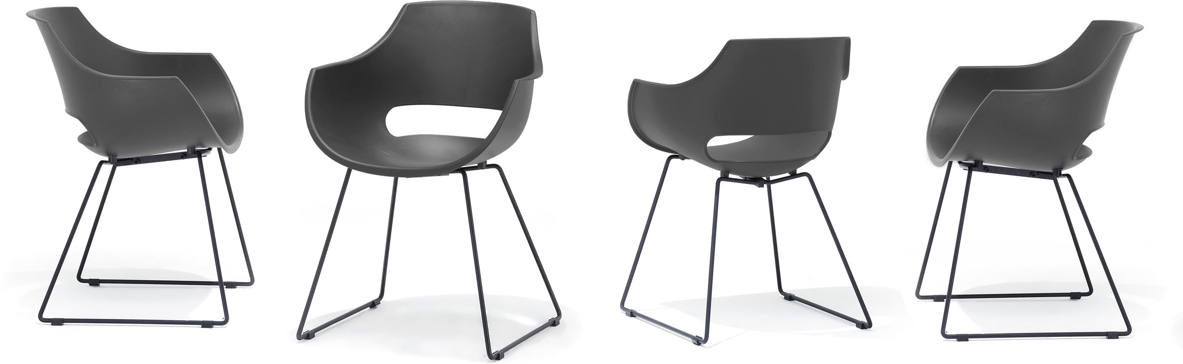 Schalenstuhl MCA FURNITURE "Rockville", grau, B:60cm H:85cm T:54cm, 100% Kunsstoff, Stühle, 4er-Set, Kufe, Kunststoff, Belastbarkeit 120 kg, Sitzhöhe ca. 46 cm 3