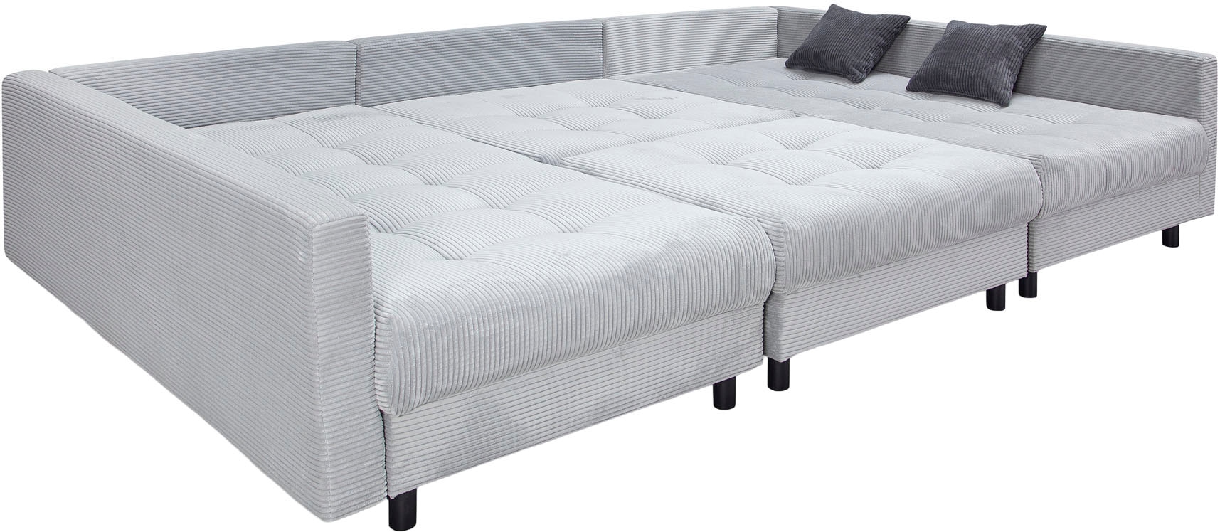 OTTO home Wohnlandschaft »Antonia U-Form, B: 298 cm, inkl. Hocker, Federkernpolsterung« extra große Liegefläche, 282x178cm, inkl. 3 Zierkissen