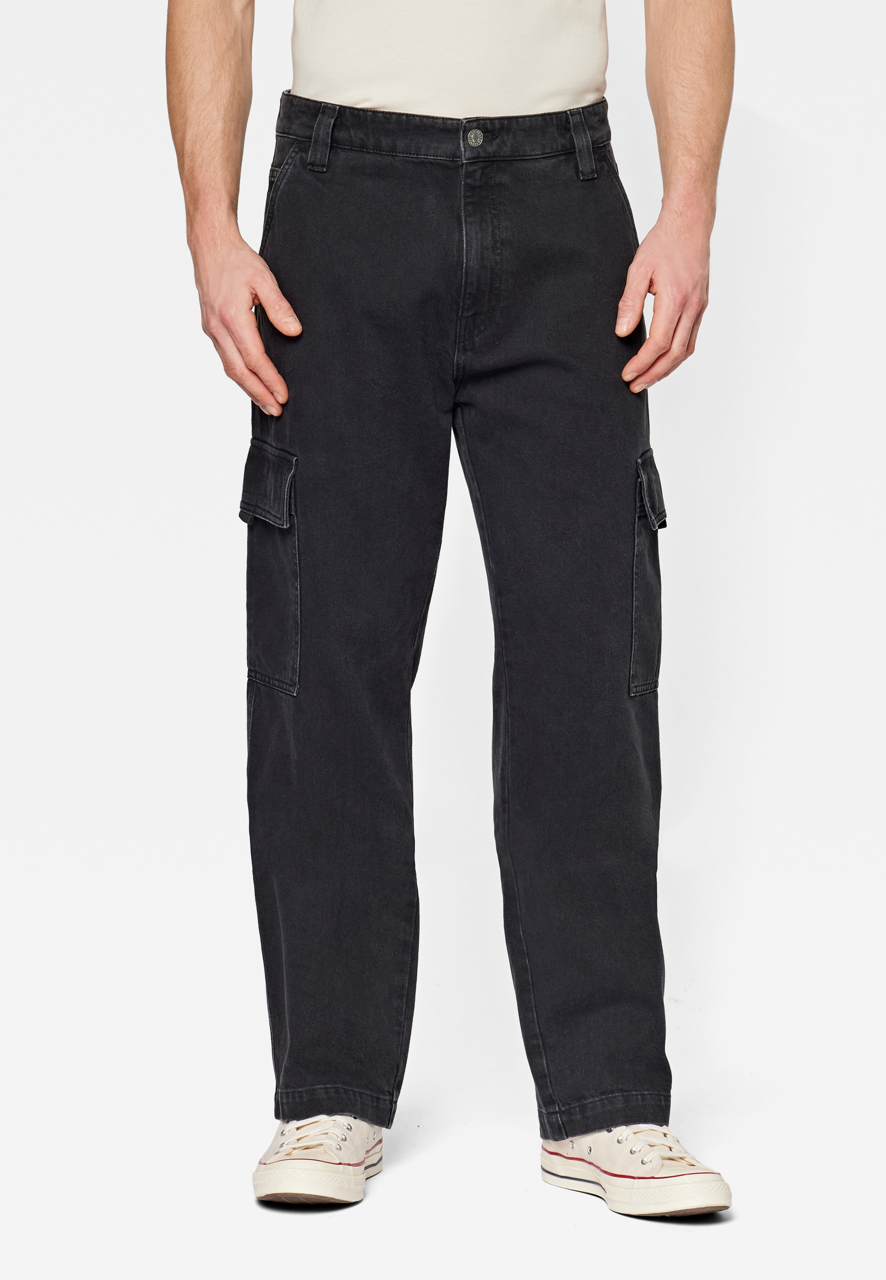 Cargojeans MAVI "CARLOS", Herren, Gr. 29, Länge 34, schwarz (smoke street denim), 100% Baumwolle, lässig geschnitten lang, Jeans, Cargo Jeans 3