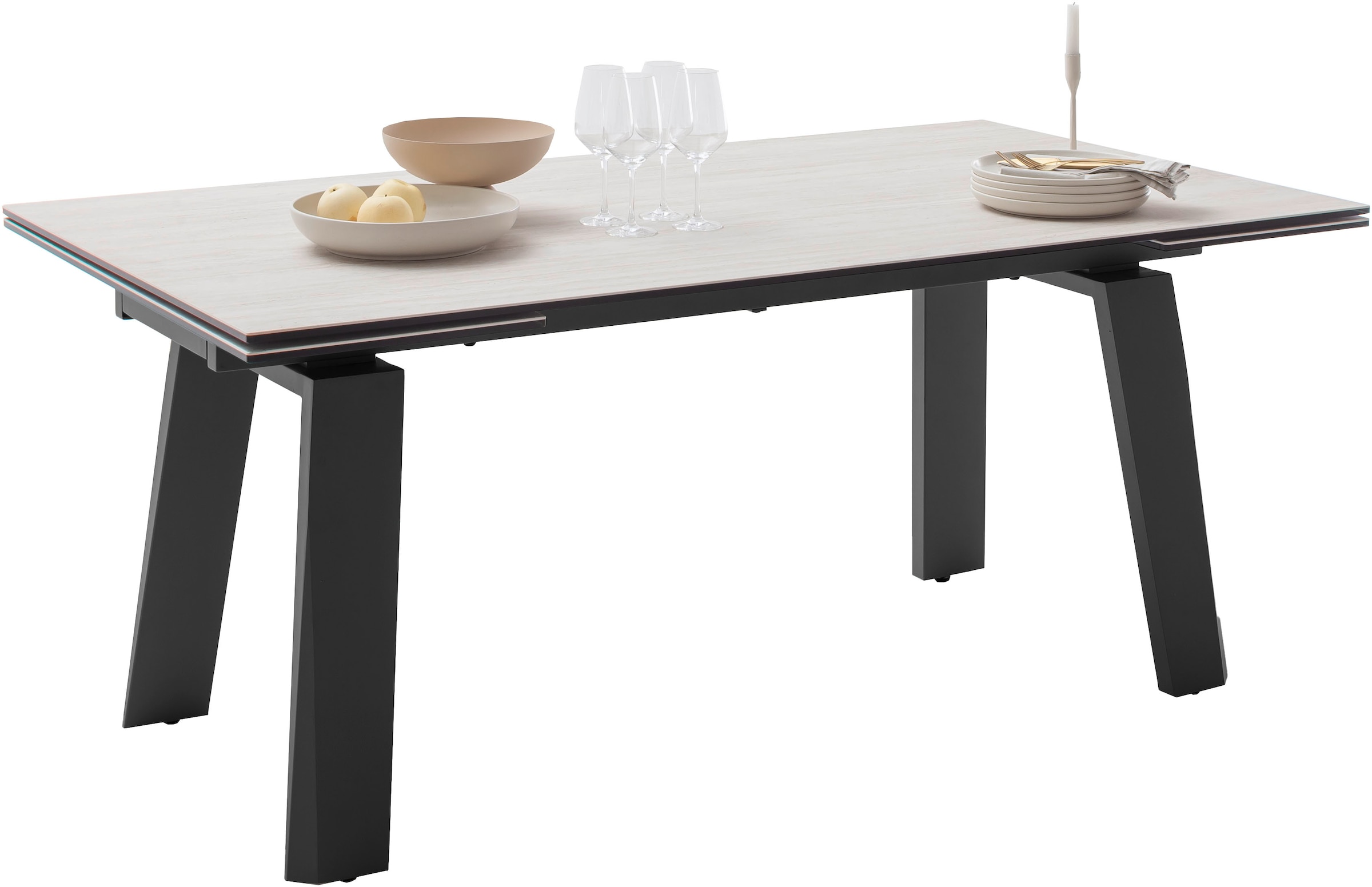 MCA furniture Esstisch »Kalamata« 1 Stk. tlg. Auszugstisch, Stirnauszug, Metallgestell, Keramik, Sicherheitsglas