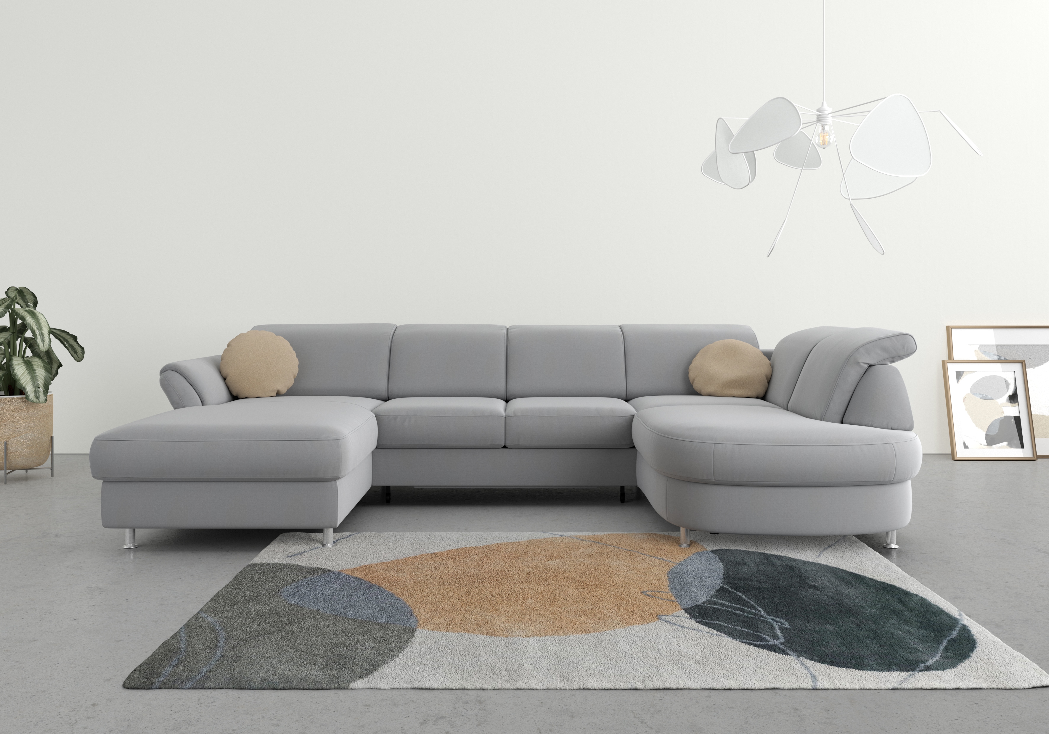 sit&more Wohnlandschaft "Apulia U-Form" wahlweise Schlaffunktion, Bettkasten und Kopf- und Armteilverstellung