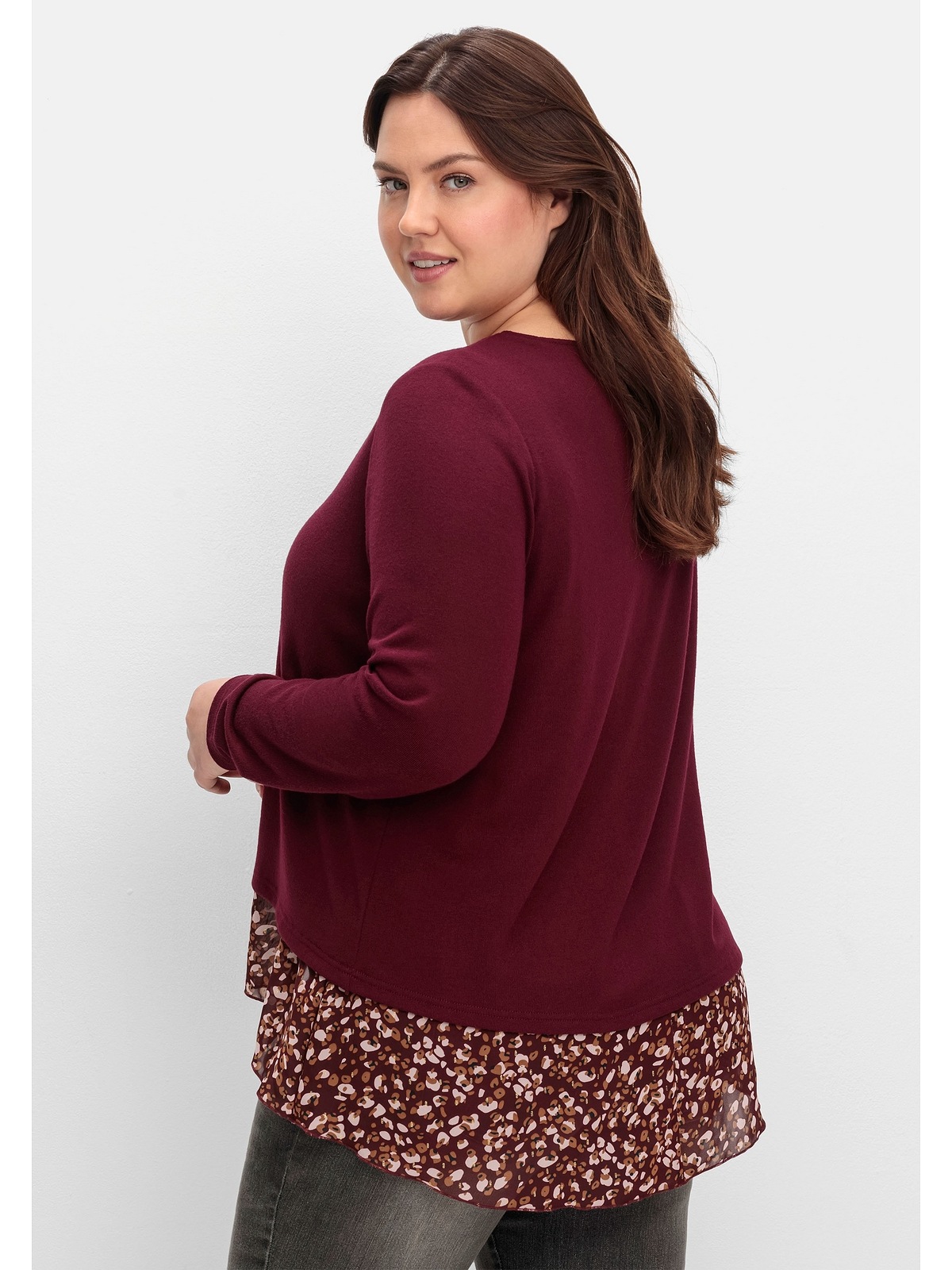 sheego by Joe Browns Langarmshirt »Große Größen«, aus Feinstrick, mit Chiffonfutter