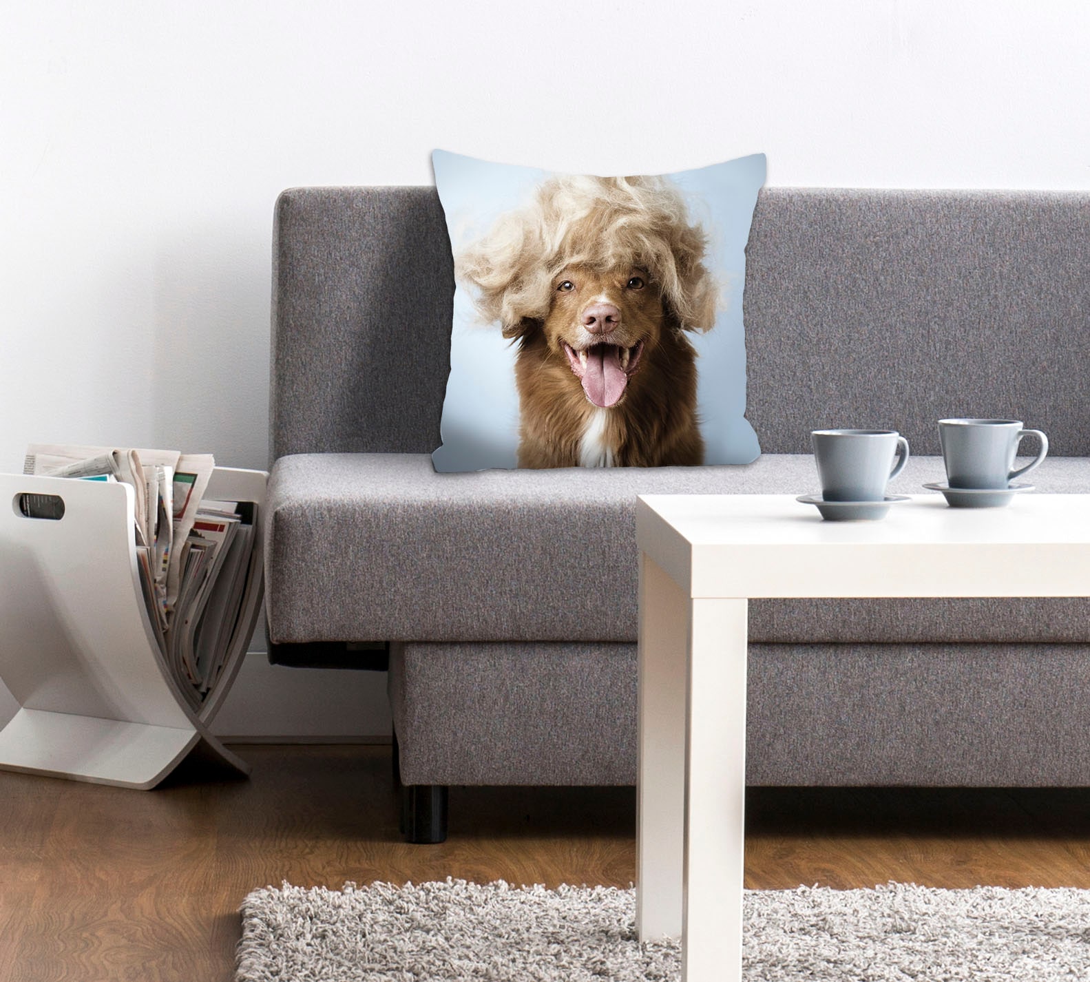 queence Dekokissen "Perry" mit einem Hund mit einer blonden Perücke günstig online kaufen