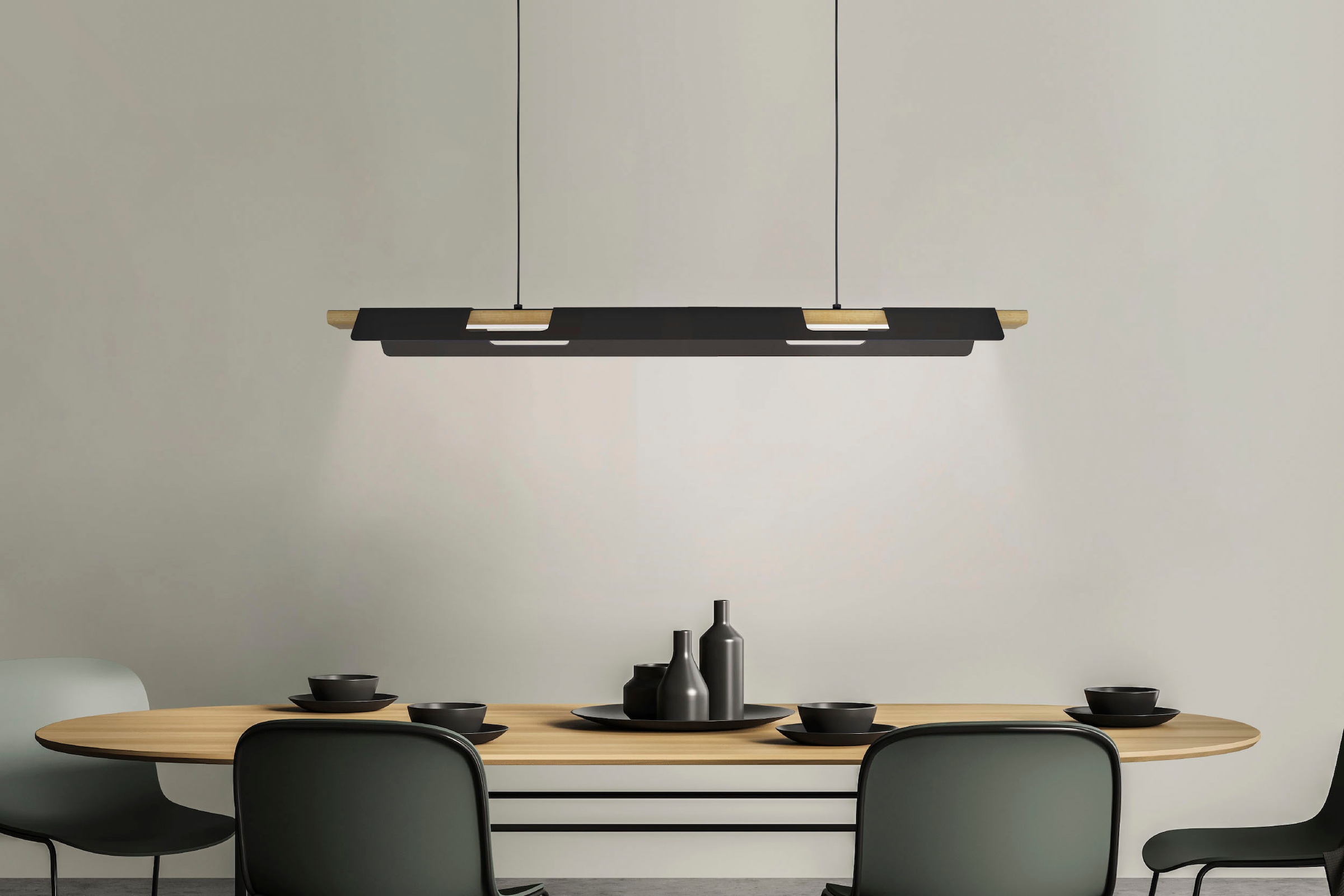 EGLO Hängeleuchte »ERMUA«, Leuchtmittel LED-Modul | LED fest integriert, Hängeleuchte in schwarz und braun aus Stahl, Holz - 27W - Warmweiß
