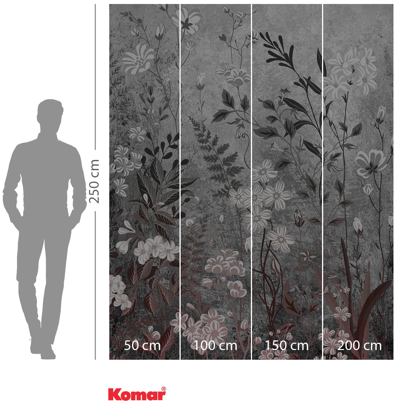 Komar Vliestapete »Digitaldruck Vlies - Moonlight Flowers - Größe 200 x 250 cm«, bedruckt, Wohnzimmer, Schlafzimmer