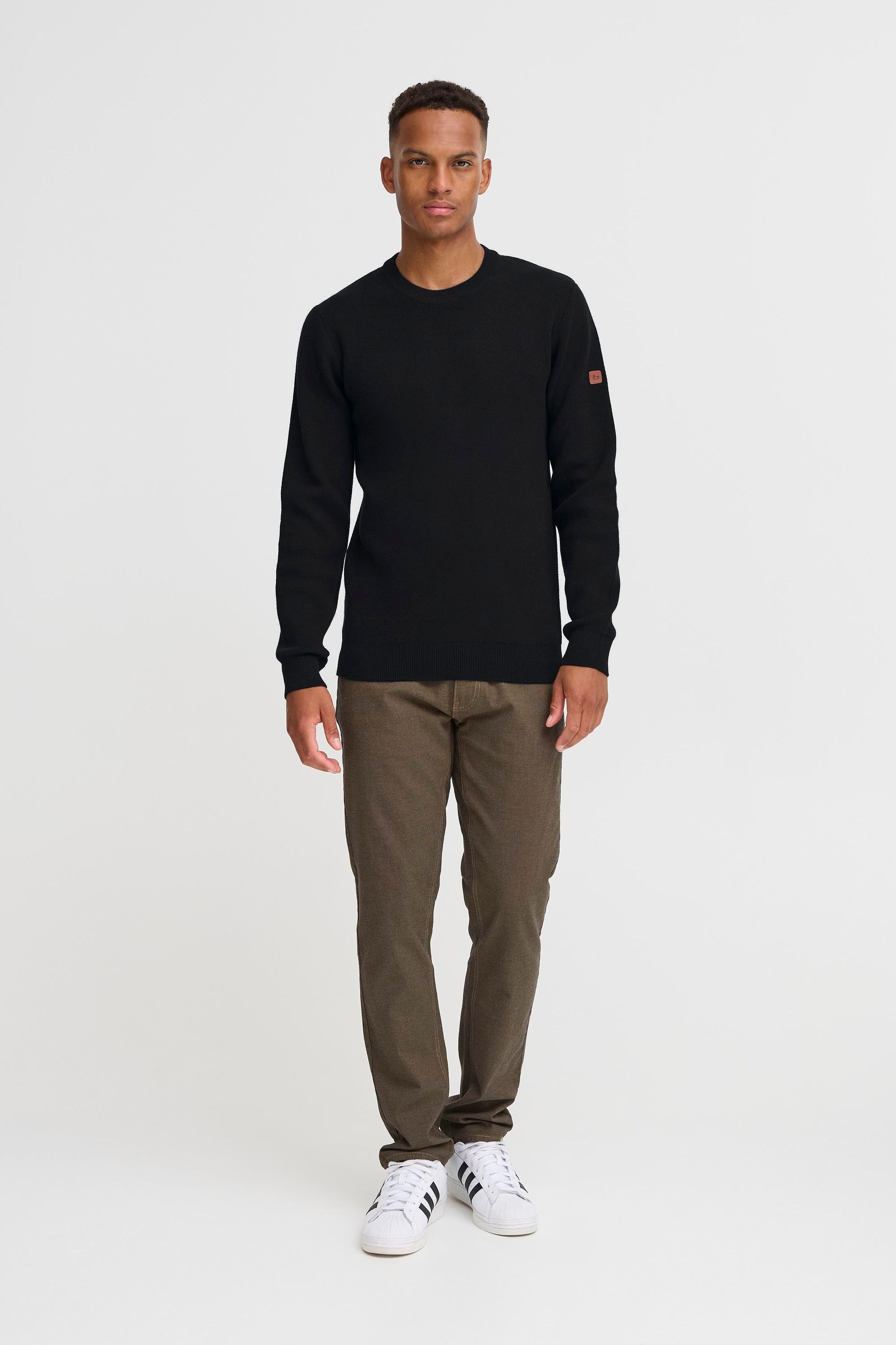 Strickfleece-Pullover BLEND "Strickpullover BHFintano", Herren, Gr. M, schwarz, Obermaterial: 70% Baumwolle CO recyc.. 30% Polyester Pol. recyc.., Pullover 2