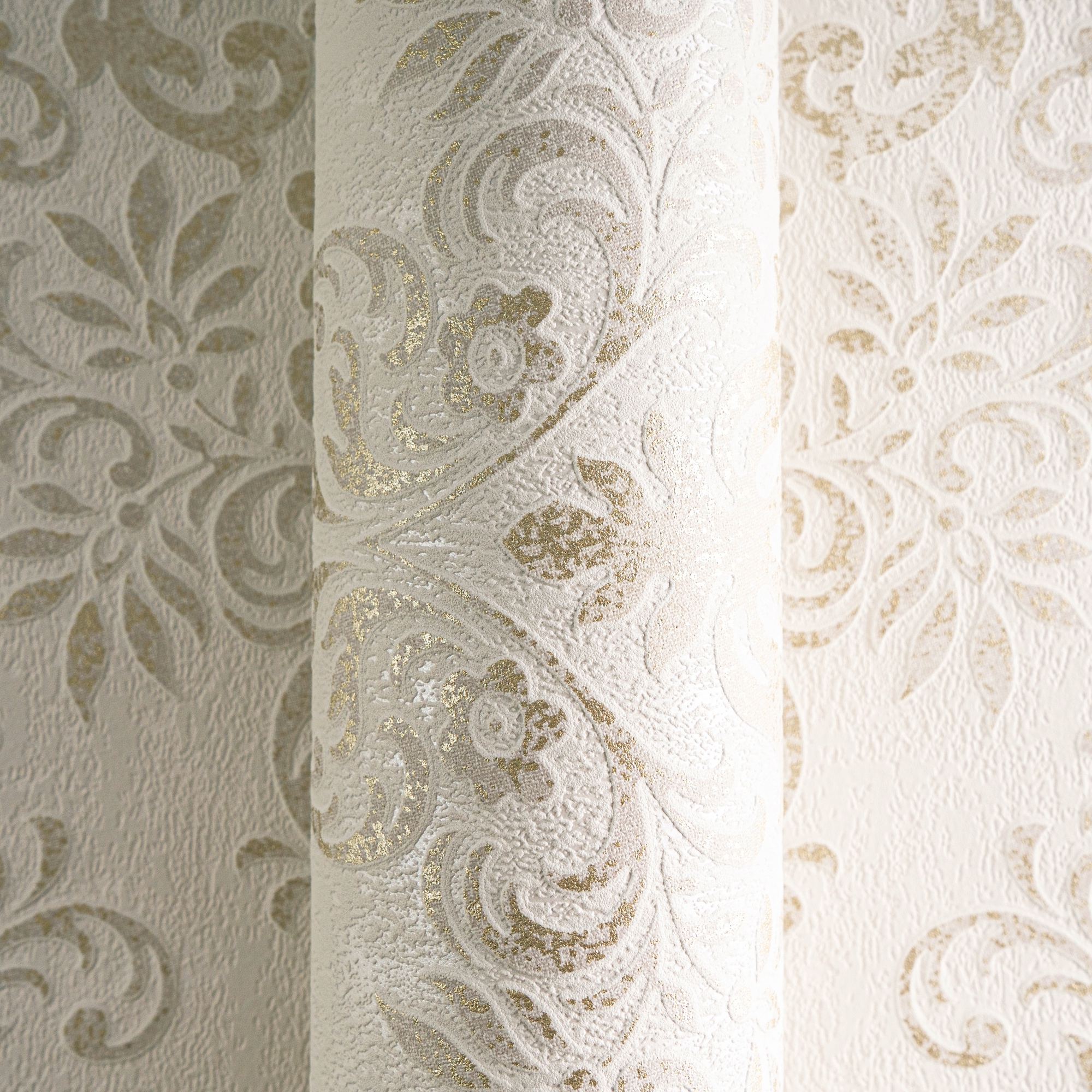 living walls Vliestapete »Tapete mit Ornamenten barock«, metallic-matt-glänzend-ornamental-floral-gemustert, Tapete Klassik Metallic Tapeten Wohnzimmer Schlafzimmer Küche modern