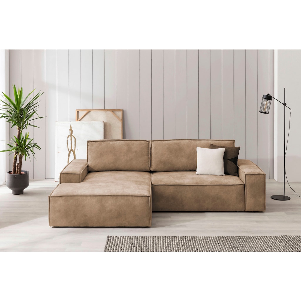 Ecksofa SHERWOOD Schlafsofa, mit Bettkasten, Cord-Bezug