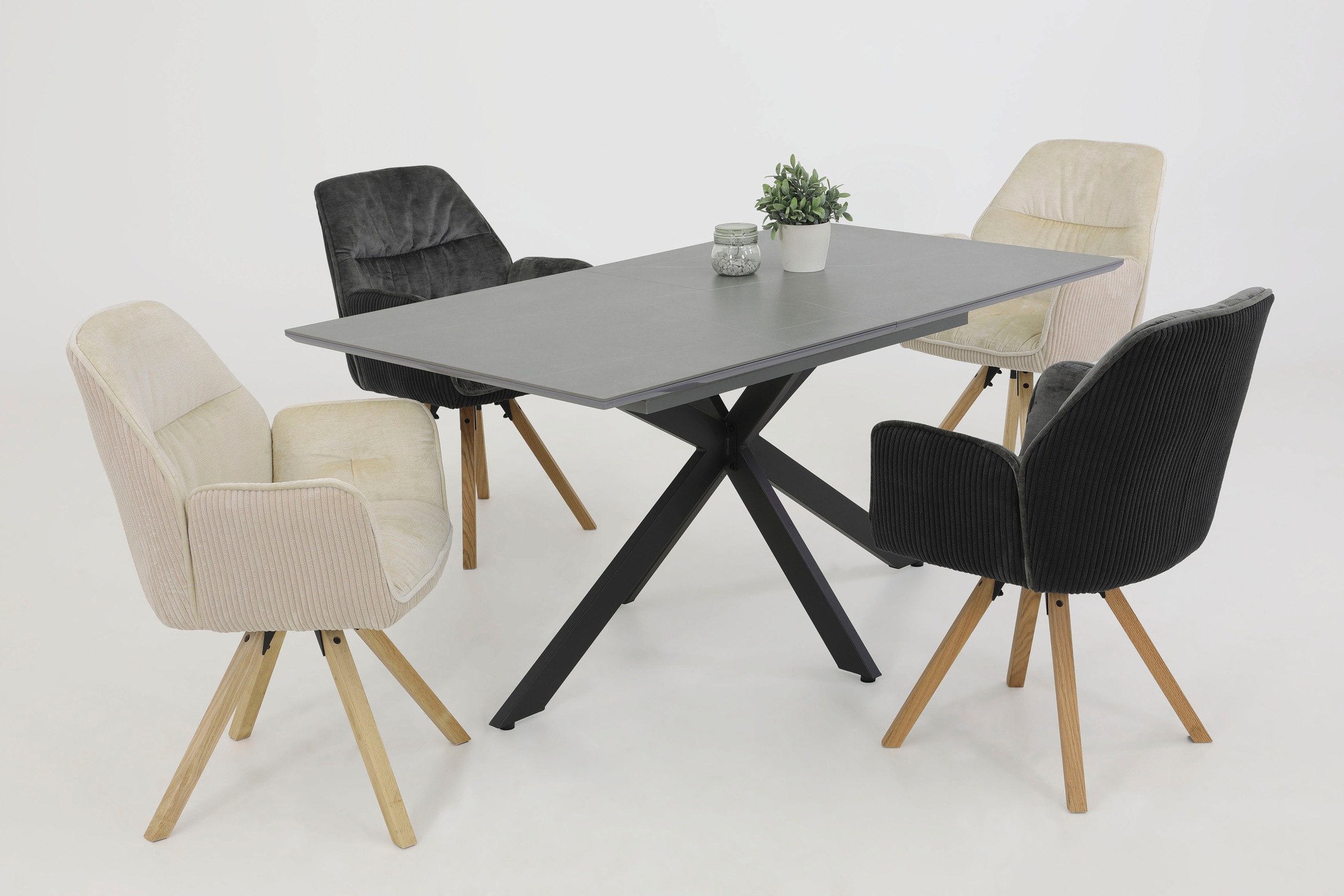 Thumbnail - HELA Esszimmerstuhl "BEATRIX" (Set) 2 Stk.Auto-Return 270, Gestell Massivholz, Materialkombi