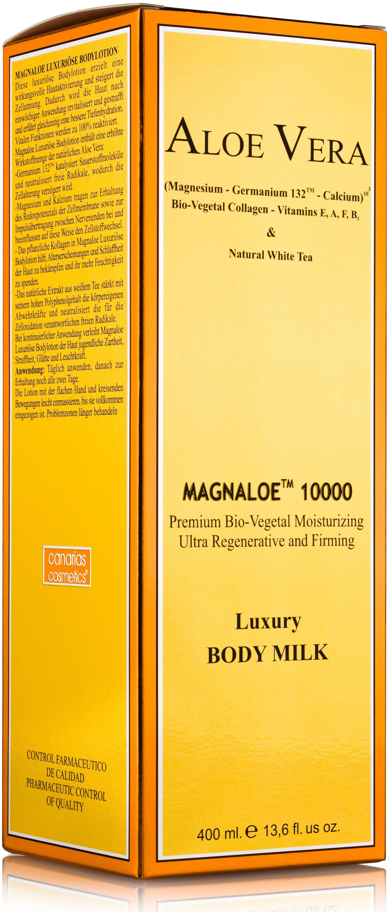 canarias cosmetics Körpermilch »Magnaloe 10000«, Aloe Vera strafft und revitalisiert die Haut, verzögert Zellalterung.