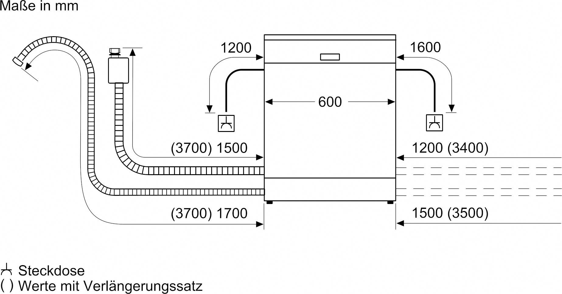 Maßgedecke Standgeschirrspüler 13 SN23HW11TE, BAUR SIEMENS | »SN23HW11TE«, iQ300,