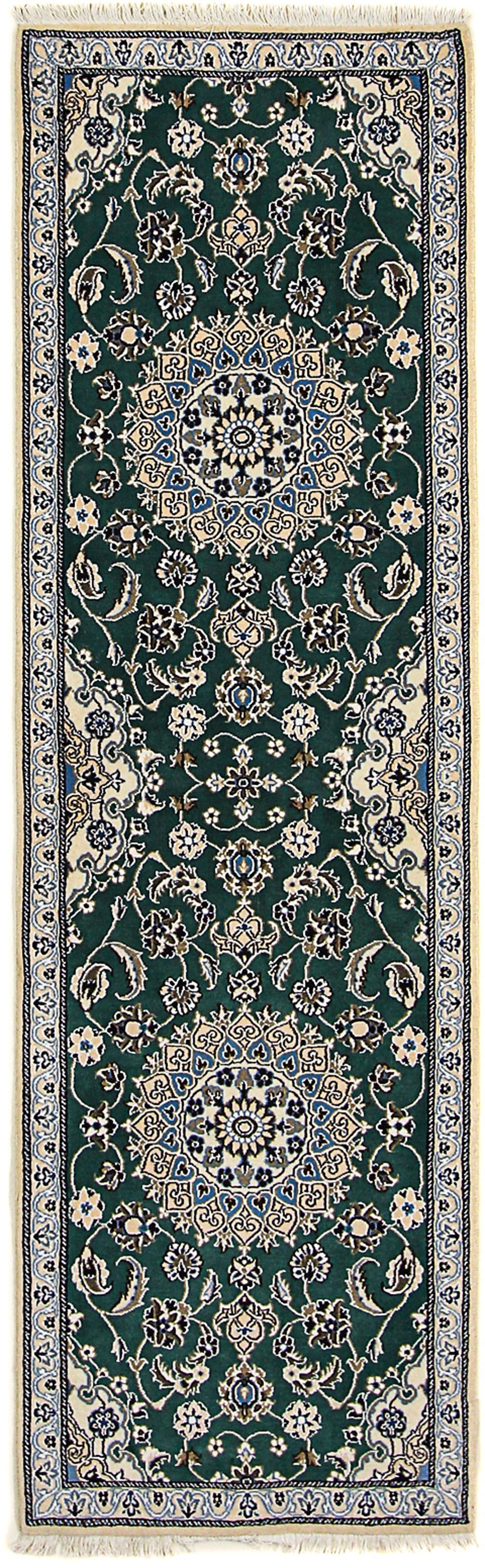 morgenland Orientteppich »Perser - Nain - Royal - 200 x 60 cm - dunkelgrün«, rechteckig, Wohnzimmer, Handgeknüpft, Einzelstück mit Zertifikat