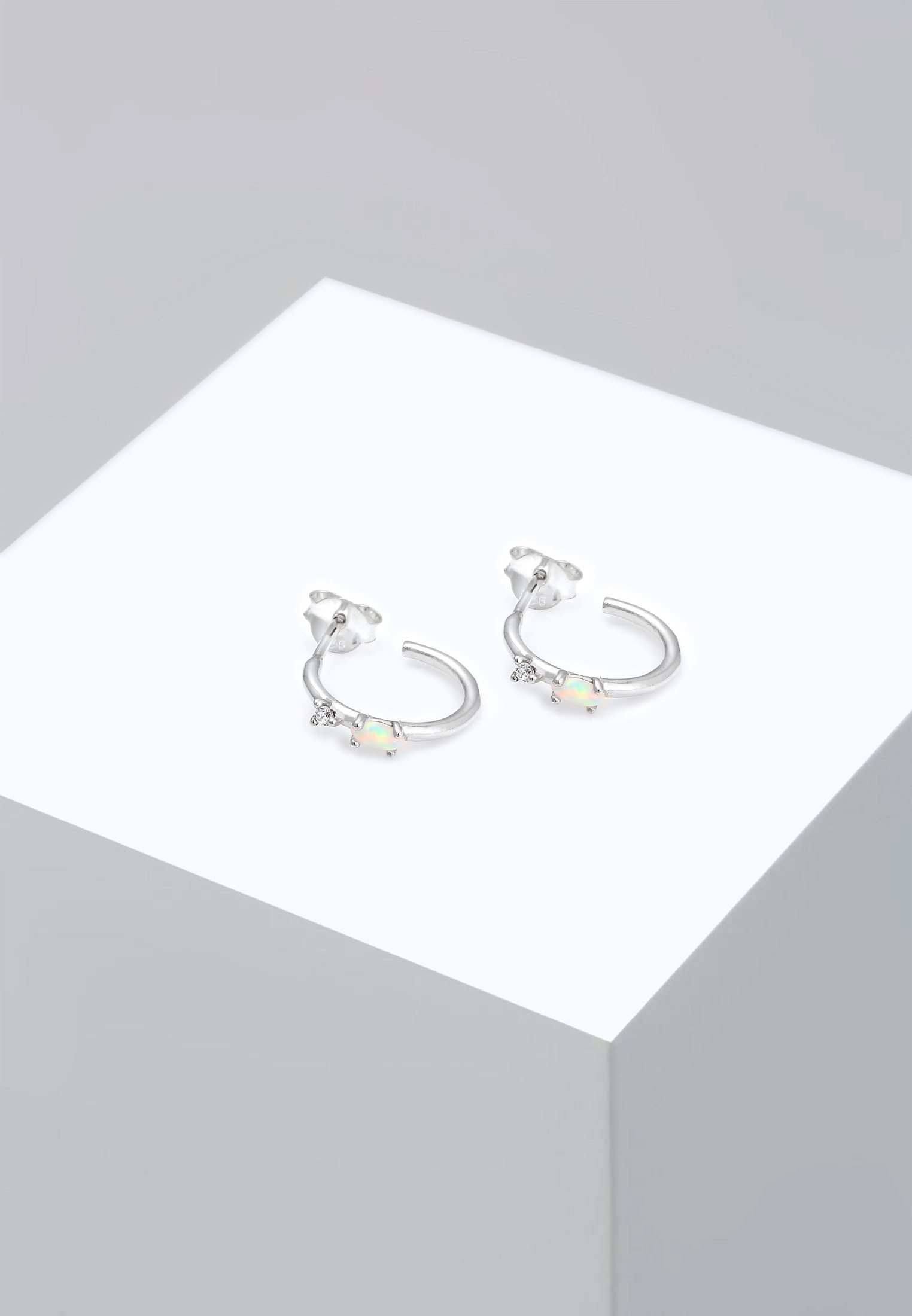 Elli Paar Creolen »Stecker Opal Marquise und Zirkonia 925 Silber«