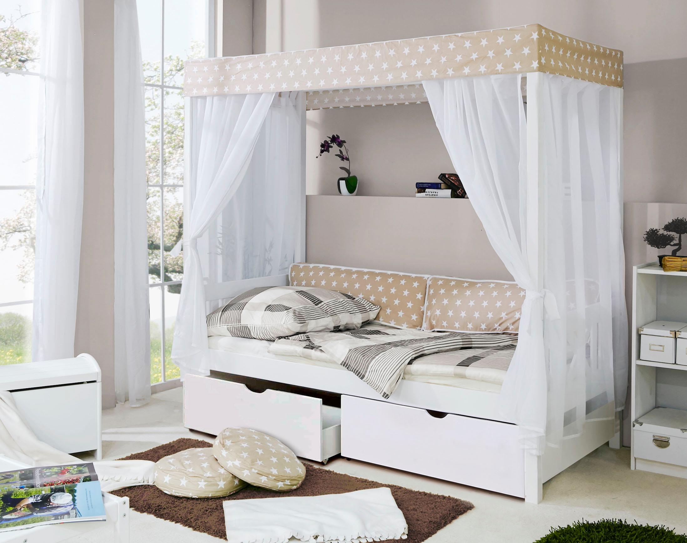 Ticaa Himmelbett »Lino«, Himmelbett, inkl. Schubkasten und Rollrost