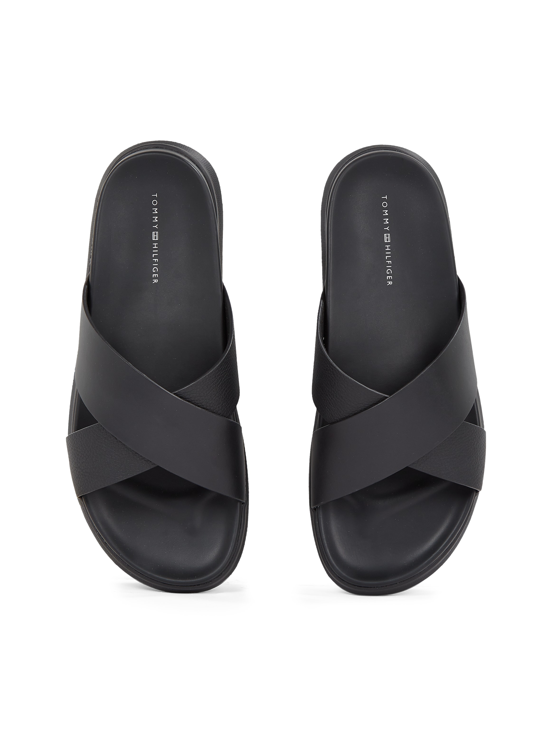 Tommy Hilfiger Pantolette »D DENSITY HILFIGER LTH CC SAND«, Sommerschuh, Schlupfschuh, Flats in schmaler Form