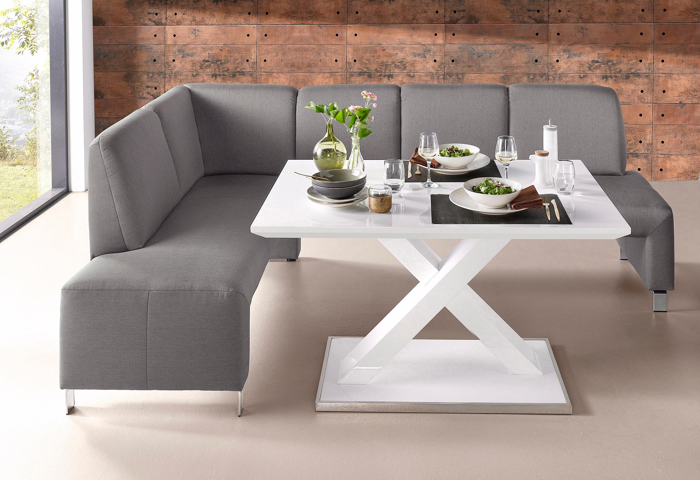exxpo - sofa fashion Eckbank "Intenso, viele Bezugsstoffe Cord, Struktur 243/158 cm (B/T)" hohe Bodenfreiheit, frei im Raum stellbar, hoher Sitzkomfort