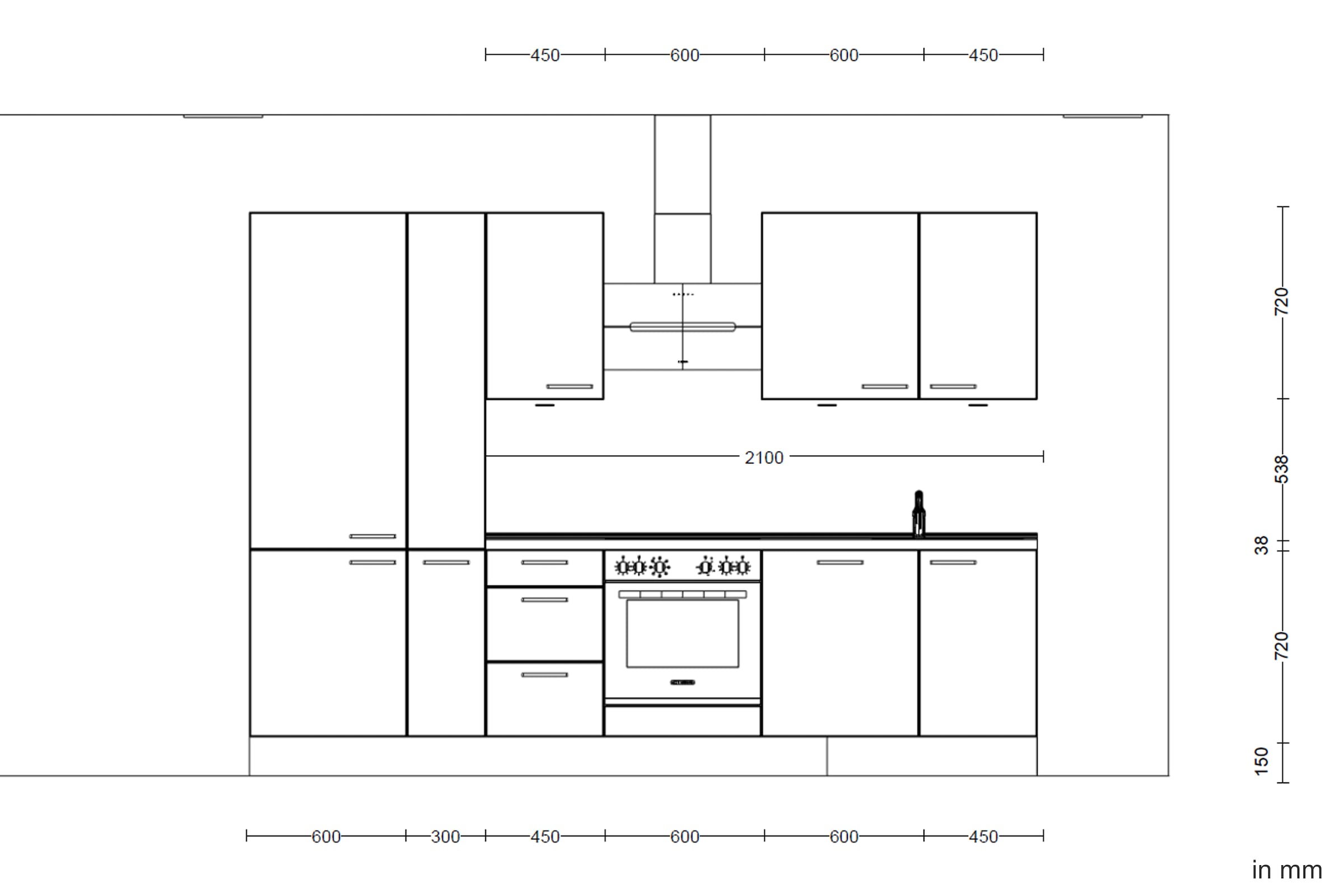 nobilia® Küchenzeile »"Cascada II"«, vormontiert, Breite 300 cm, Ausrichtung wählbar, wahlw. mit E-Geräten