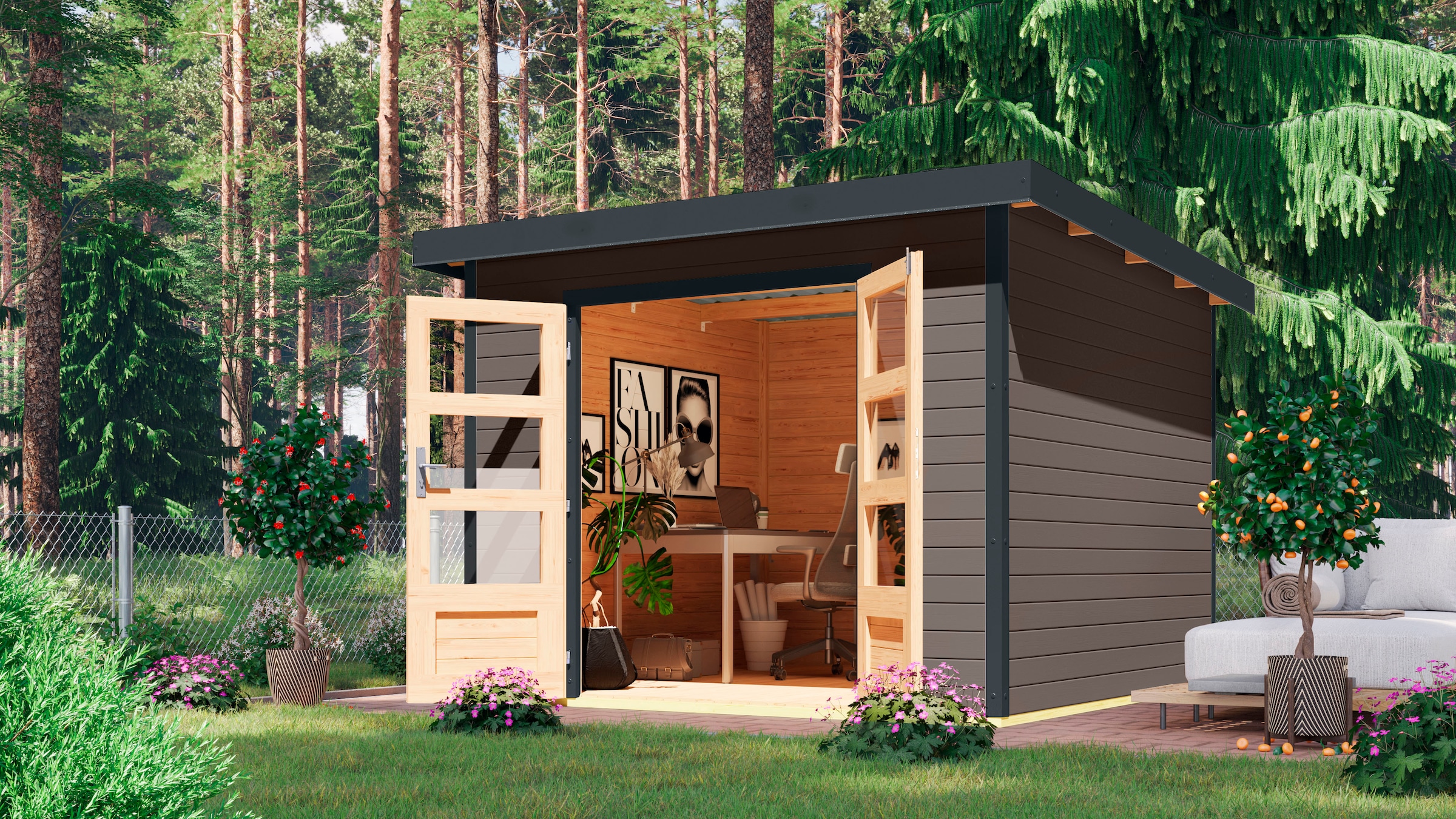 Karibu ""Plutino B"" terragrau-weiß, -staubgrau oder -anthrazit günstig online kaufen