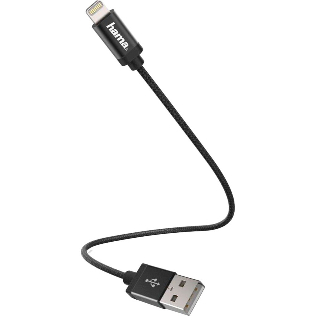 Hama USB-Kabel »Lade-/Datenkabel, Lightning, 0,2 m, Schwarz USB-Kabel«, Lightning-USB Typ A, 20 cm