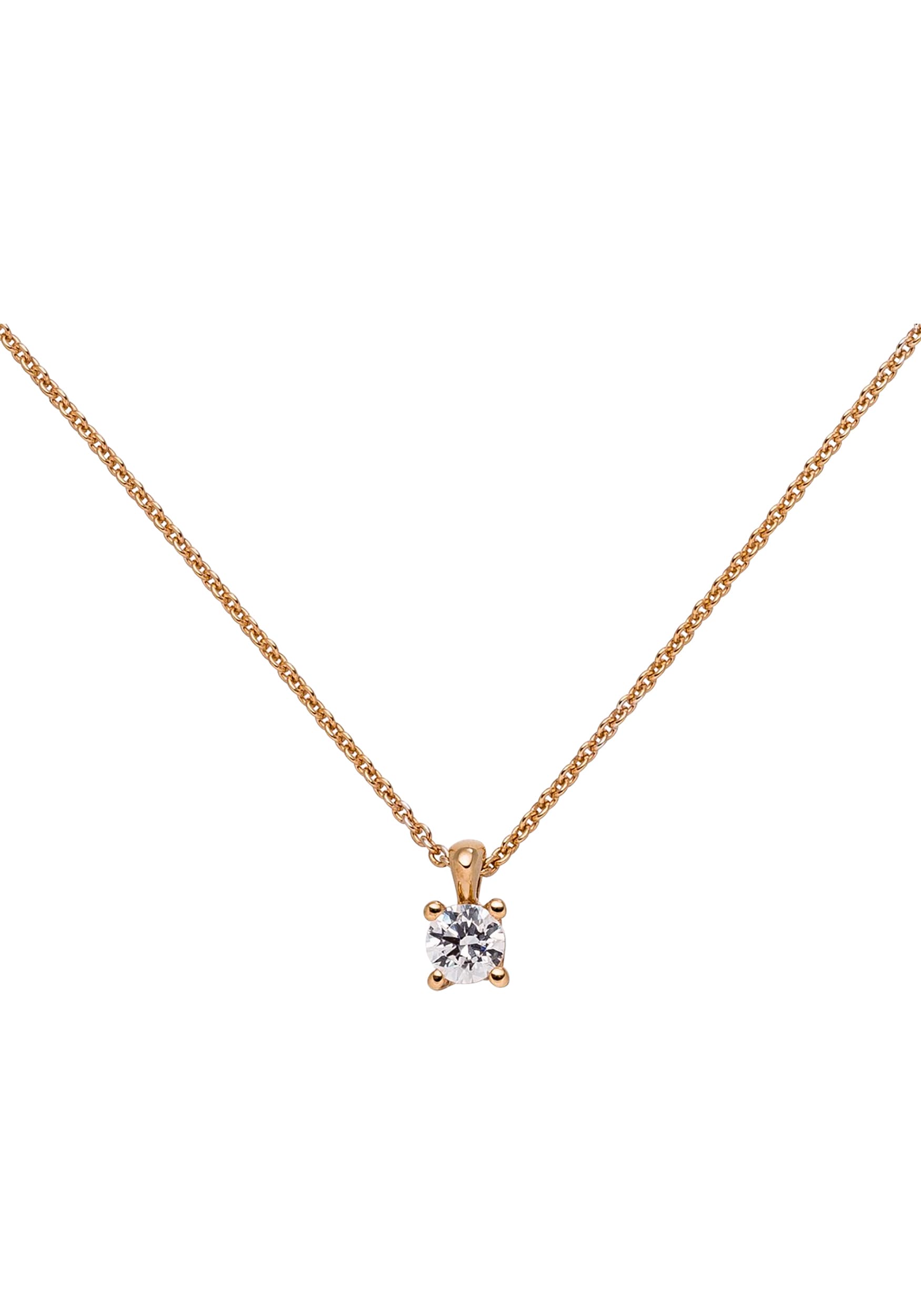 JOBO Kette mit Anhänger »Solitär Diamant Brillant 0,25 ct.« 14 Karat 585 Roségold 45 cm